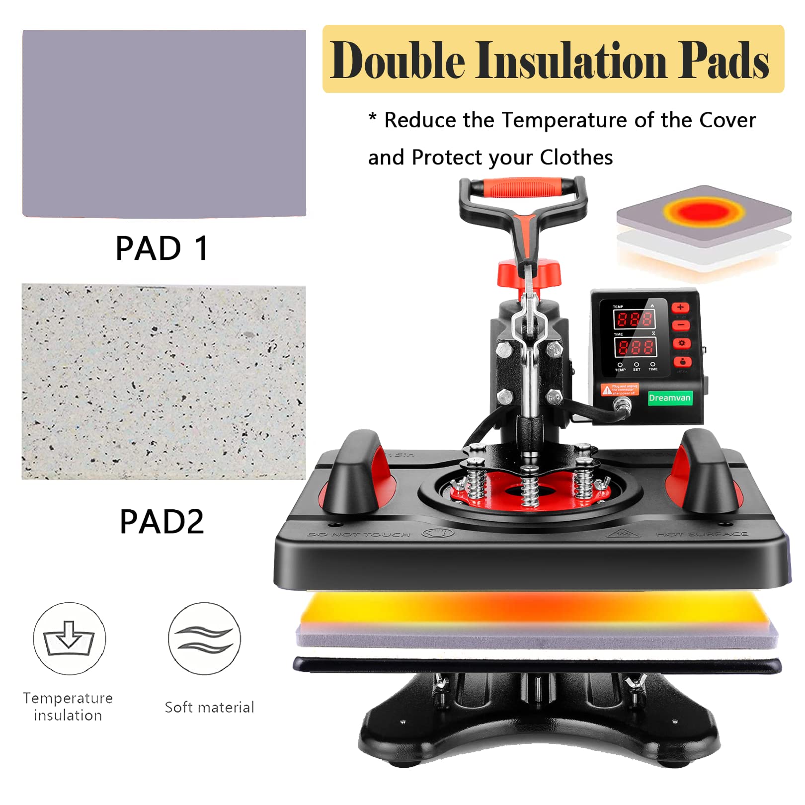 8-in-1 Upgraded 15x12 Inch Digital Swing Heat Press Machine - Industrial Quality Sublimation Heat Transfer for T-Shirts, Mugs, Hats & Plates | Perfect for DIY Crafts, Custom Apparel & Small Business Printing