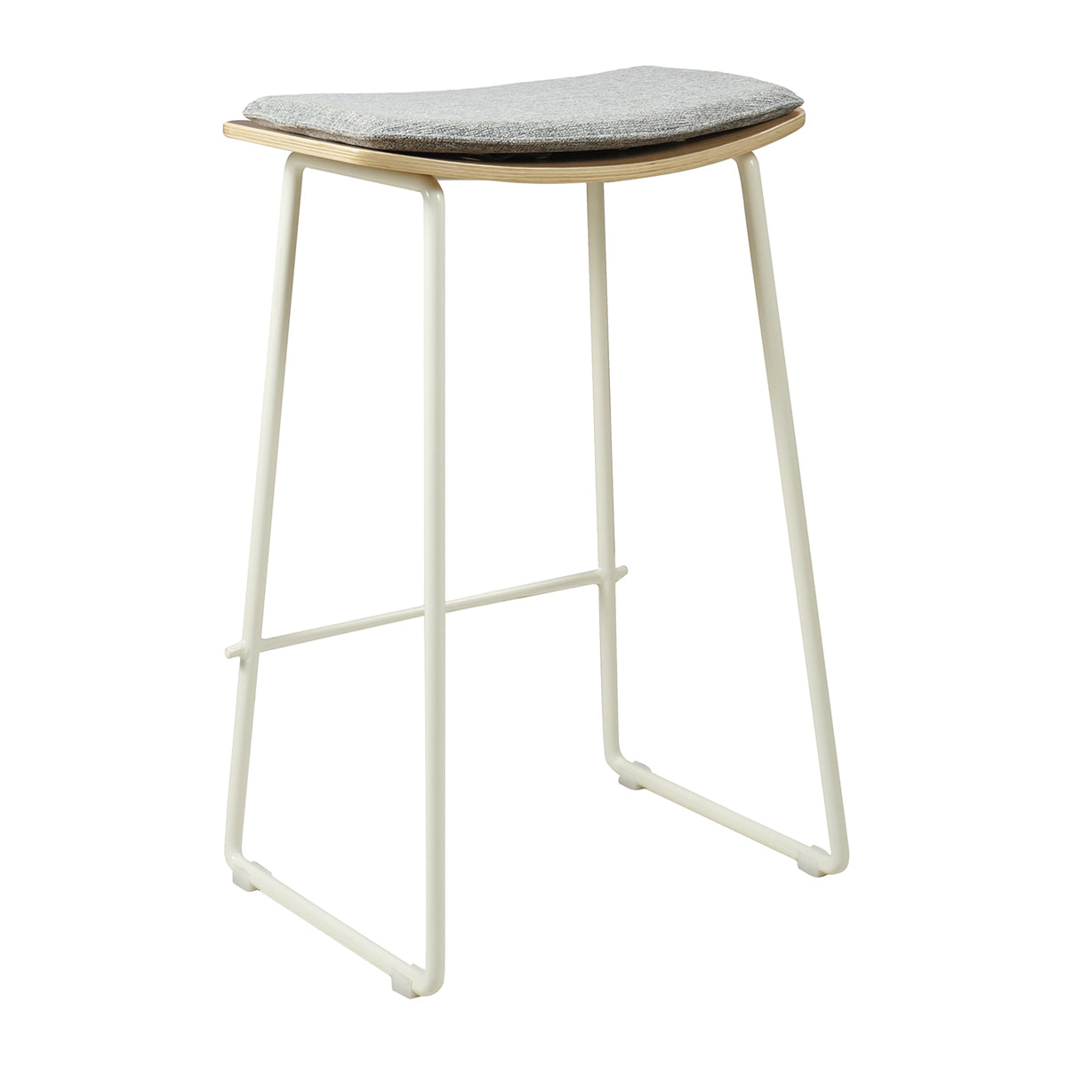 Hendrix Backless Bar Stool - Oak Wood Counter Height Stool with Grey Woven Fabric Seat - Perfect for Kitchen Islands, Breakfast Bars & Home Decor