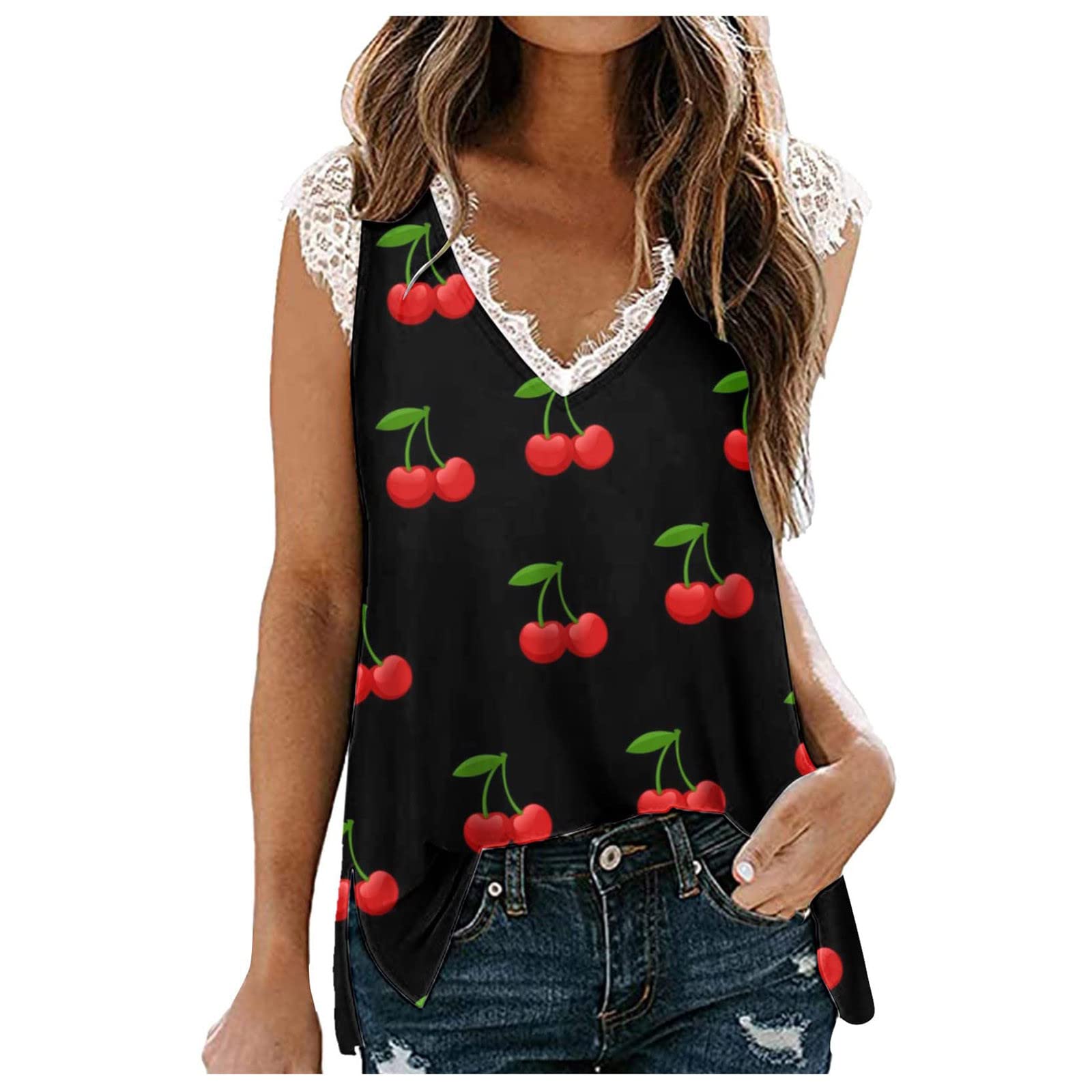 Women's Pink Slim Sleeveless Lace Tank Top - Casual Printed Basic Vest Blouse for Summer, Gym, Beach & Everyday Wear
