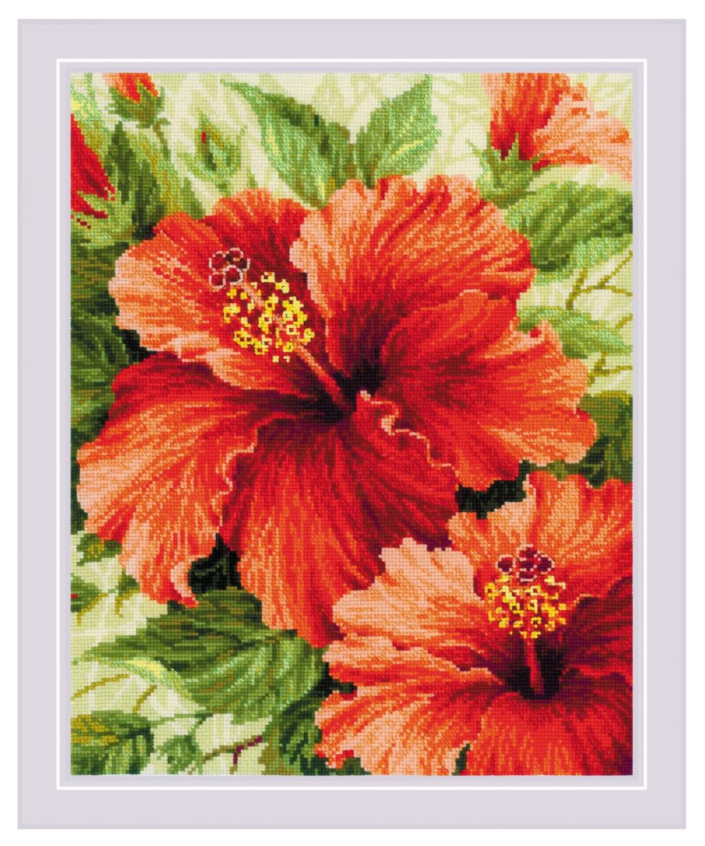 RIOLIS Hibiscus 1967 Cross Stitch Kit - 15¾