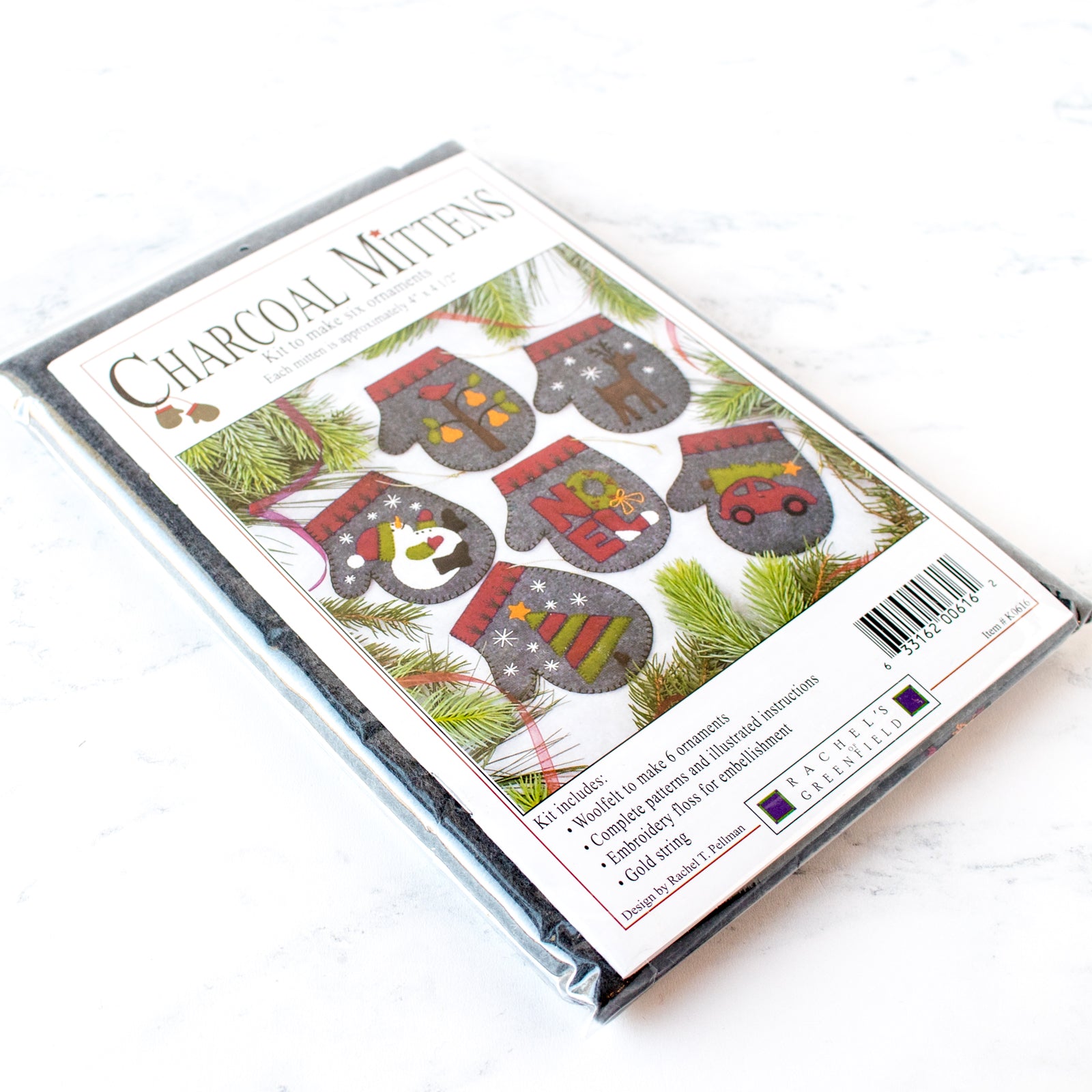DIY Wool Felt Charcoal Mitten Ornament Kit - Handmade Christmas Tree Decorations for Holiday Crafting & Home Decor