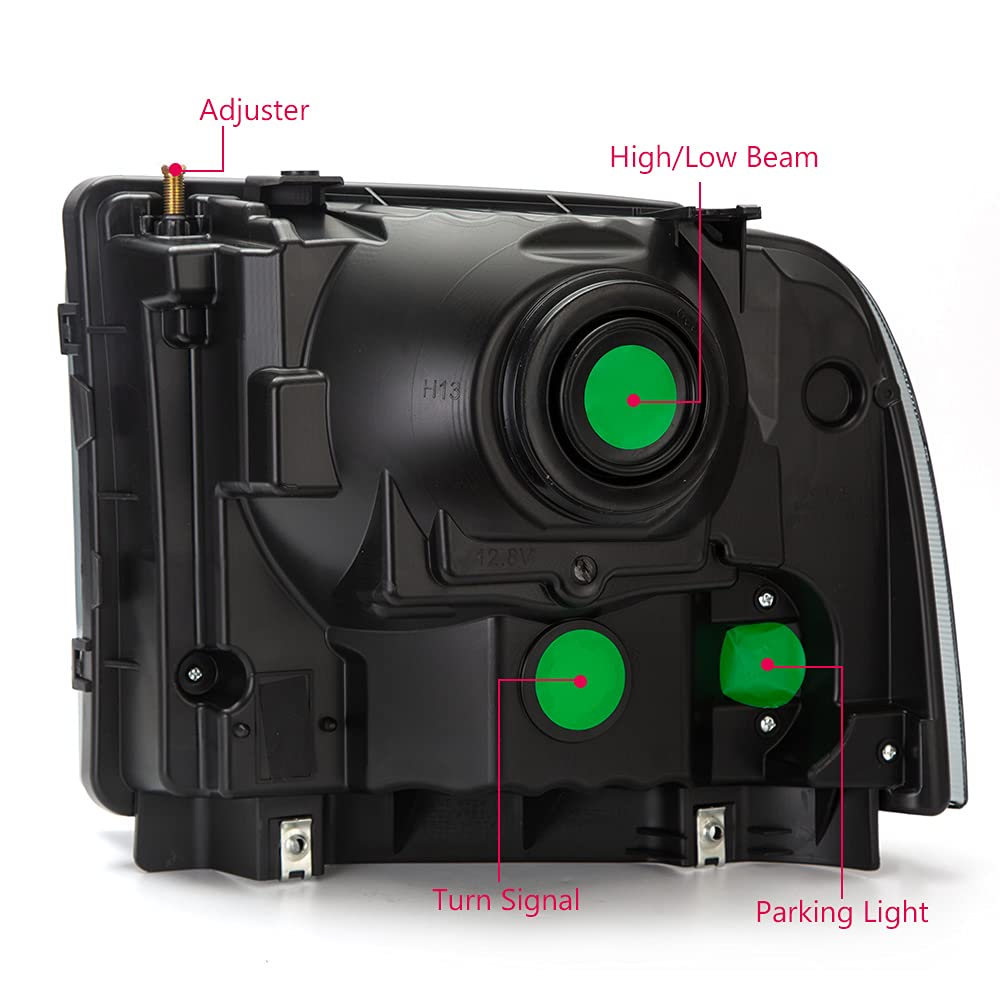 Ford F250 F350 Headlights 2005-2007 - Smoked Lens for Super Duty Trucks - Off-Road & Night Driving