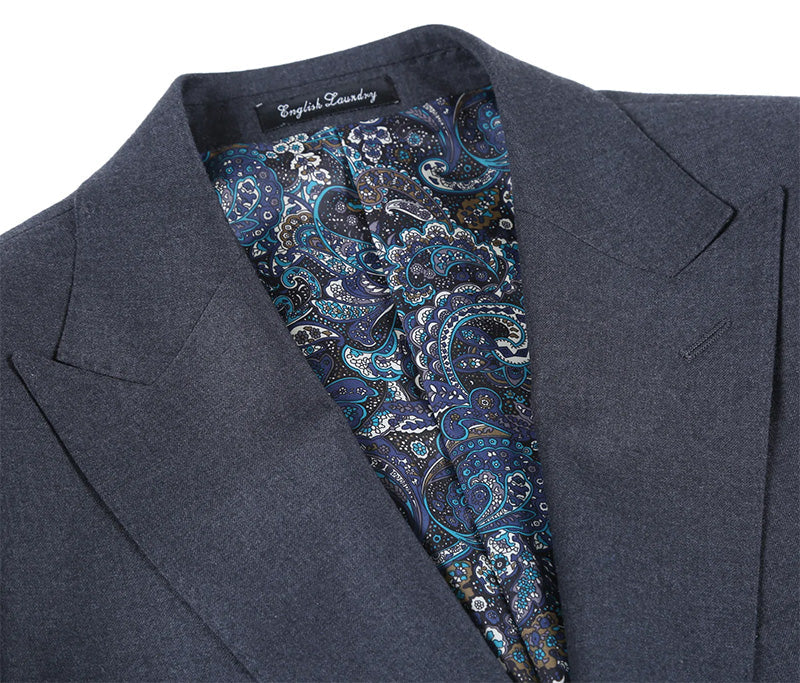 English Laundry Men's Slim Fit Wool & Cashmere 2-Piece Suit - Charcoal Gray | Premium Business Attire for Weddings, Office & Formal Events