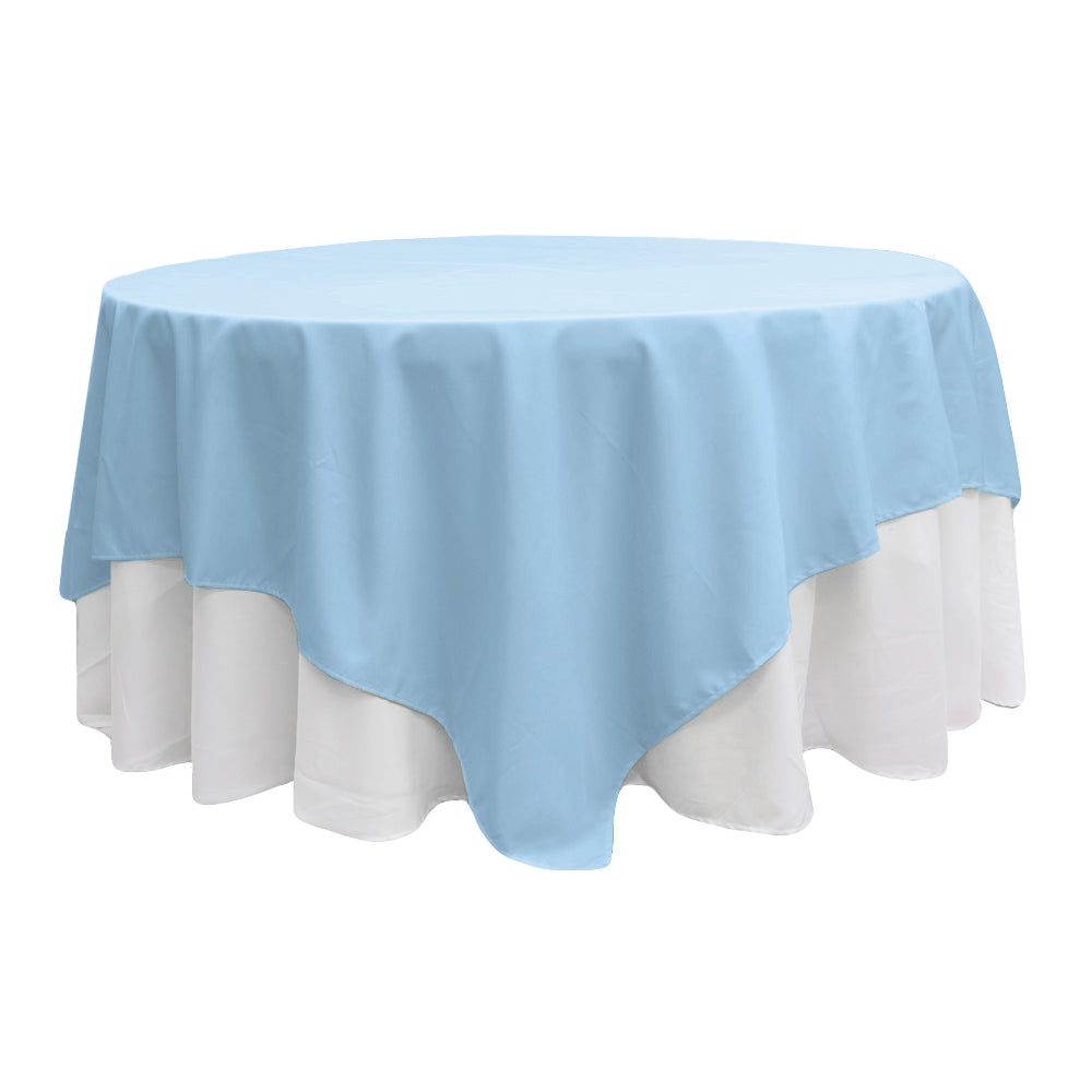 Premium 90x90 Inch Polyester Square Tablecloth - Soft & Wrinkle-Resistant Overlay for Dining, Parties, Weddings - Baby Blue