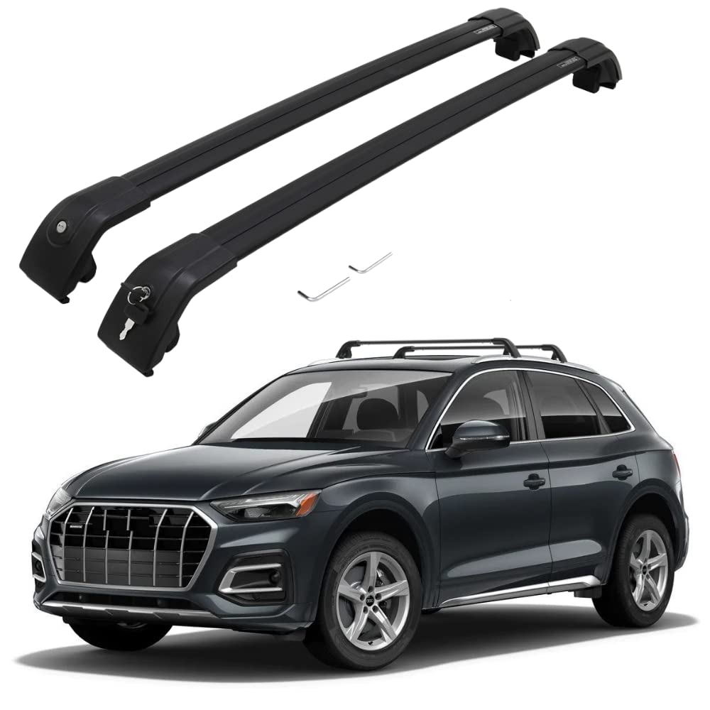 Heavy Duty Roof Rack Cross Bars for 2018-2022 Audi Q5 (Flush Rail Compatible) - Secure Cargo Carrier for Luggage, Kayak, Canoe, Bike, Snowboard & Ski | Perfect for Road Trips, Outdoor Adventures & Sports Equipment Transport