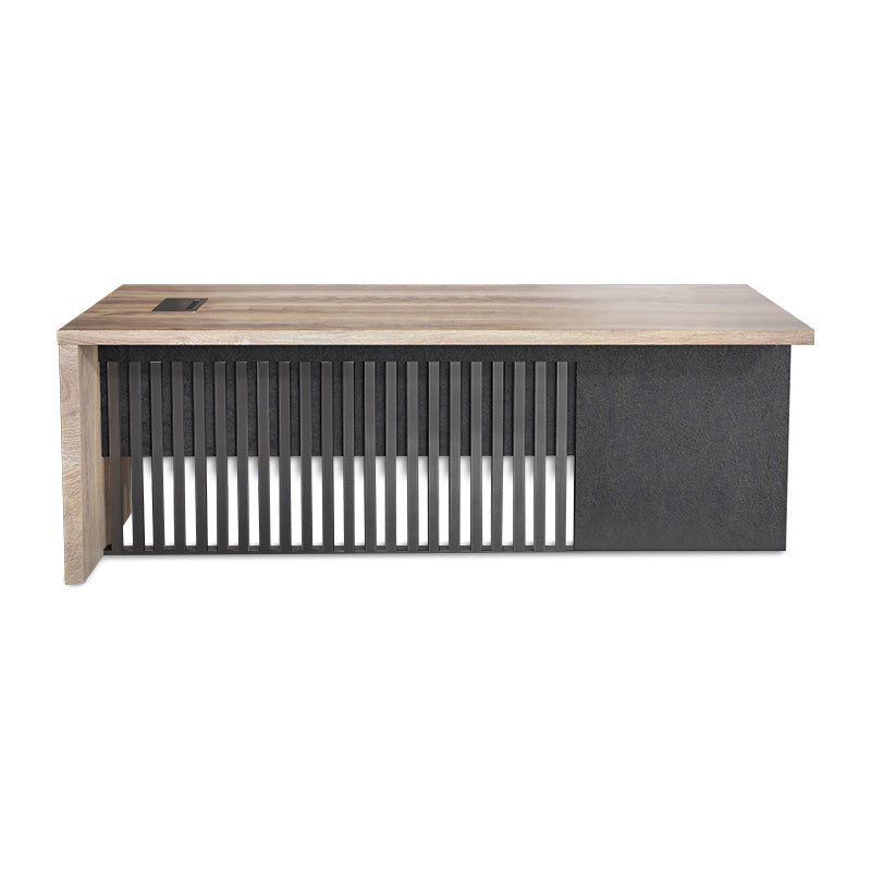 AFTAN BLACK HAWK Limited Edition Executive Desk with Pedestal & Right Mobile Return - 180cm Warm Oak & Black Finish - Perfect for Home Office & Professional Workspaces