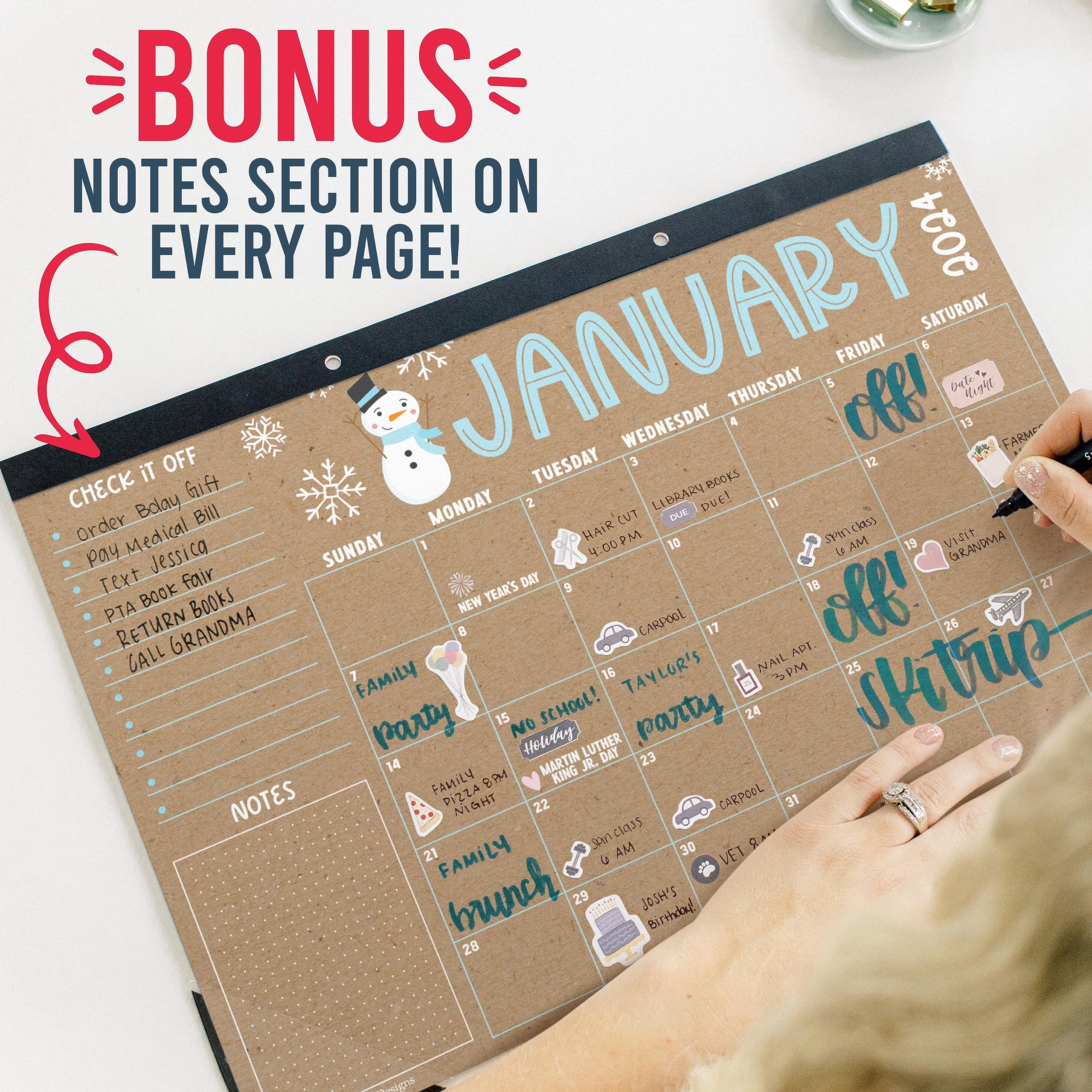Hadley Designs 2024-2025 Doodle Teacher Desk Calendar | Academic Year Planner July 2024-June 2025 | Large School & Office Desktop Calendar for Teachers, Students & Professionals | Perfect for Classroom, Home & Office Organization