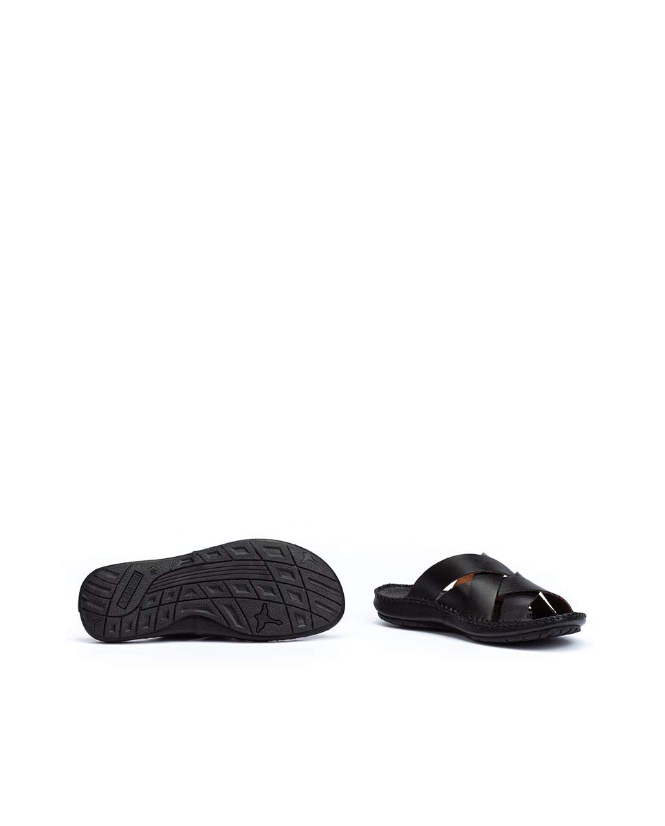 PIKOLINOS Men's Leather Flat Sandals - Comfortable Black Tarifa Style for Casual Wear & Summer Outings