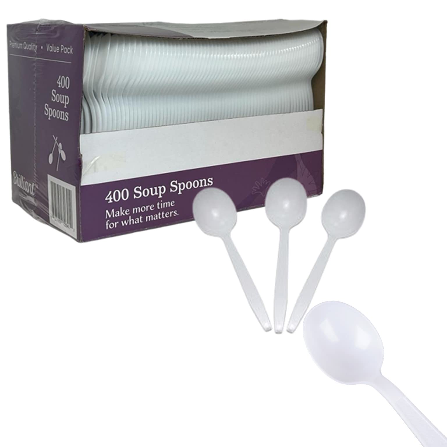 400 Pack Heavy Duty Disposable Plastic Soup Spoons - Durable White Utensils for Parties, Catering & Events | Bulk 4000 Count for Restaurants, Picnics & Takeout