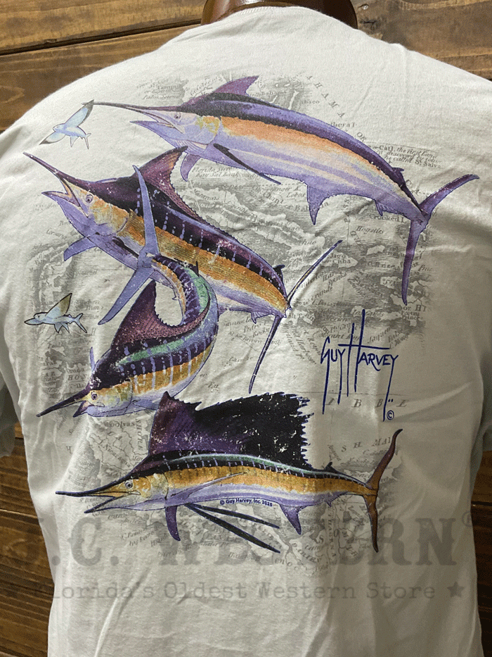 Guy Harvey GHV56001 SLG Men's Bill Collector Short Sleeve T-Shirt - Silver Grey Fishing Shirt for Outdoor Activities & Casual Wear