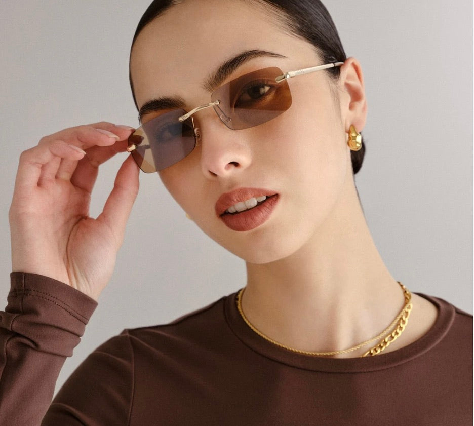 Ursa Polarized Sunglasses for Women & Men - Bright Gold Frame with Tan Tint Lenses - UV Protection, Fashionable & Lightweight for Driving, Beach & Outdoor Activities