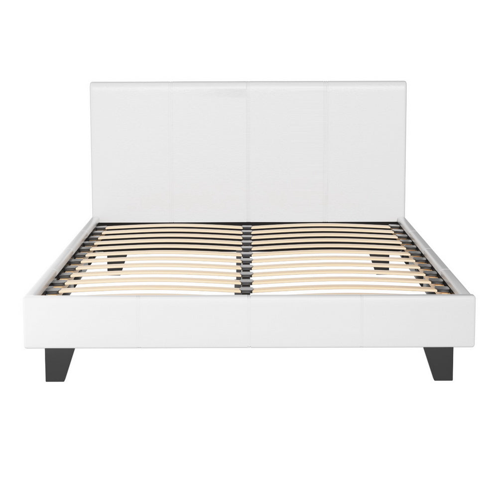Coogee White Double Bed Frame - Sturdy & Modern Design for Bedroom, Guest Room, or Dorm