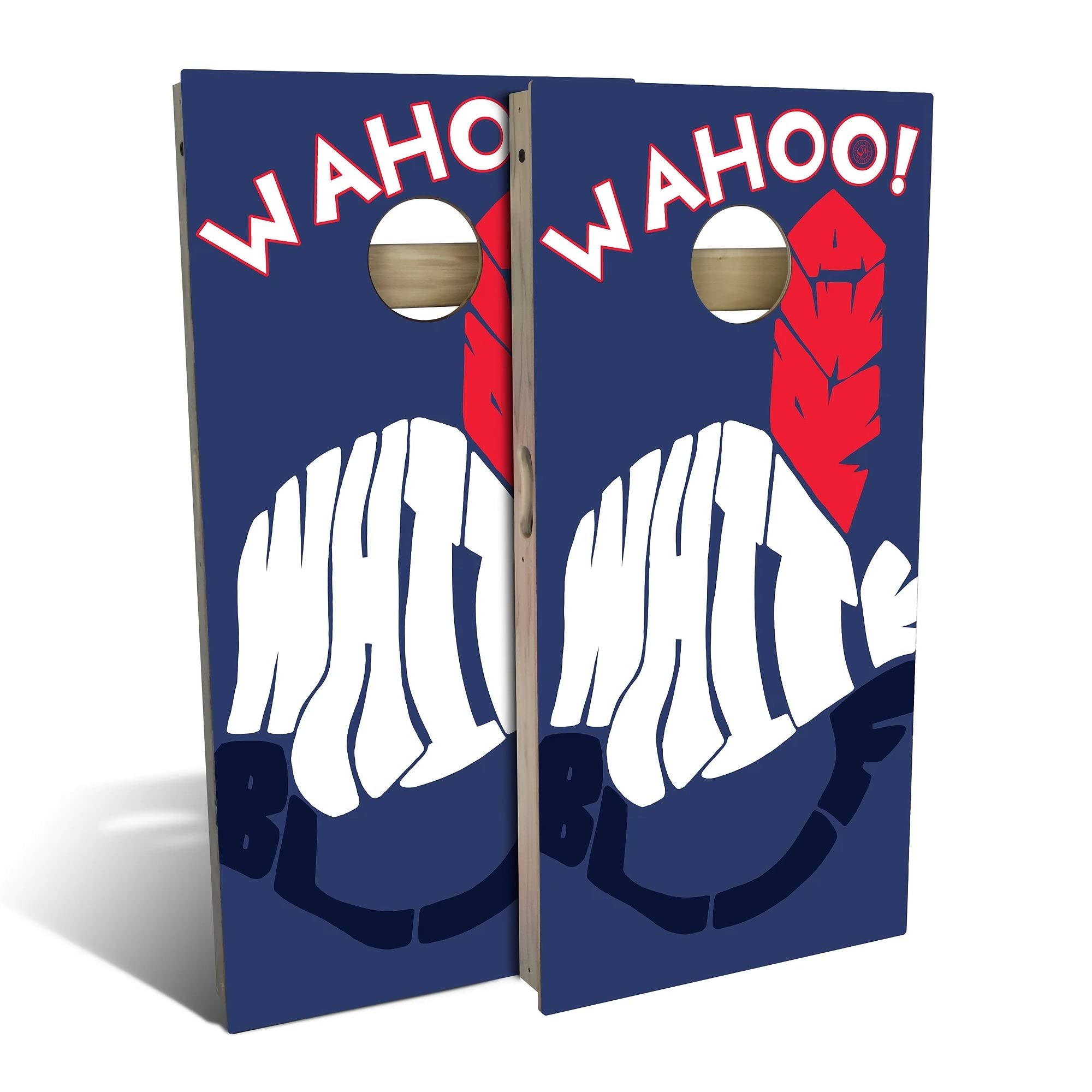 Premium Wahoo White Cornhole Board Set - 2 Boards & 8 Bags - Regulation Size for Backyard, Tailgate & Outdoor Parties - American Cornhole Game with Carry Case & Accessories