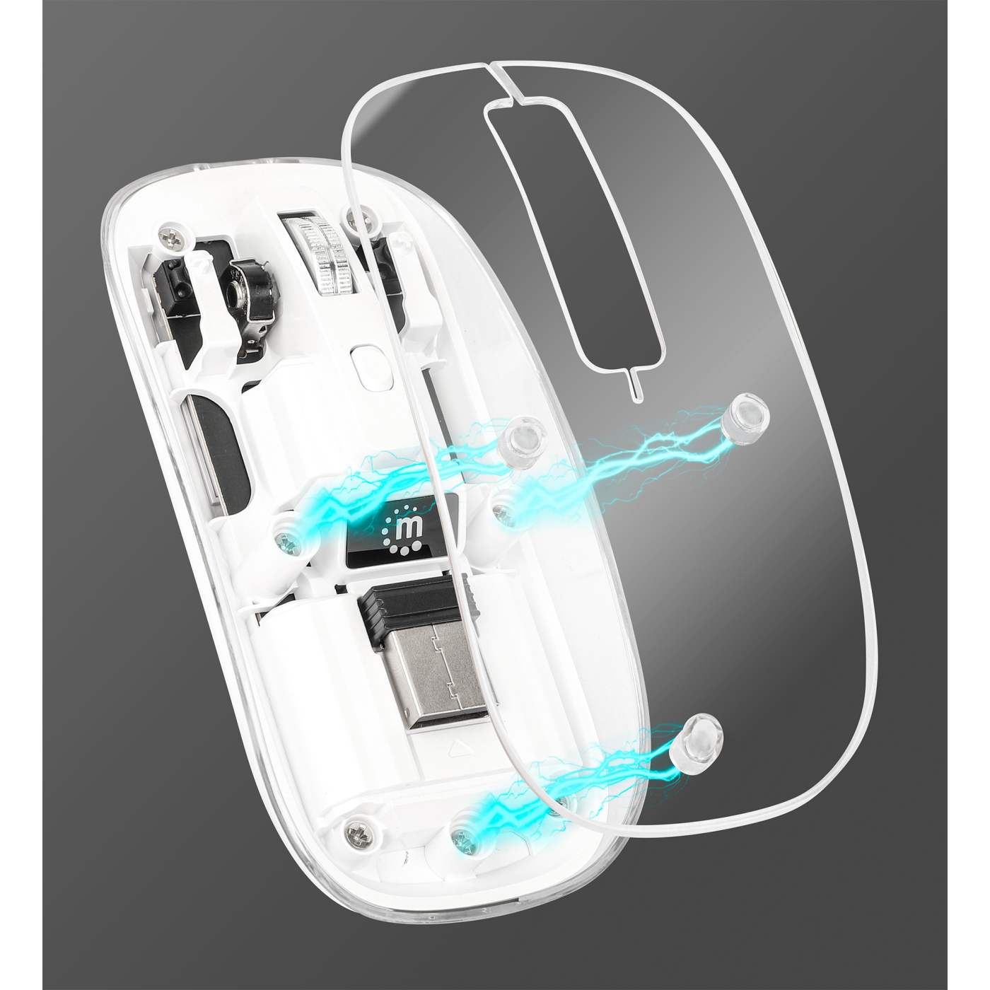 Transparent Rechargeable Wireless USB Mouse - Ergonomic Silent Computer Mouse for Laptop, PC, Mac - Perfect for Office, Gaming & Home Use