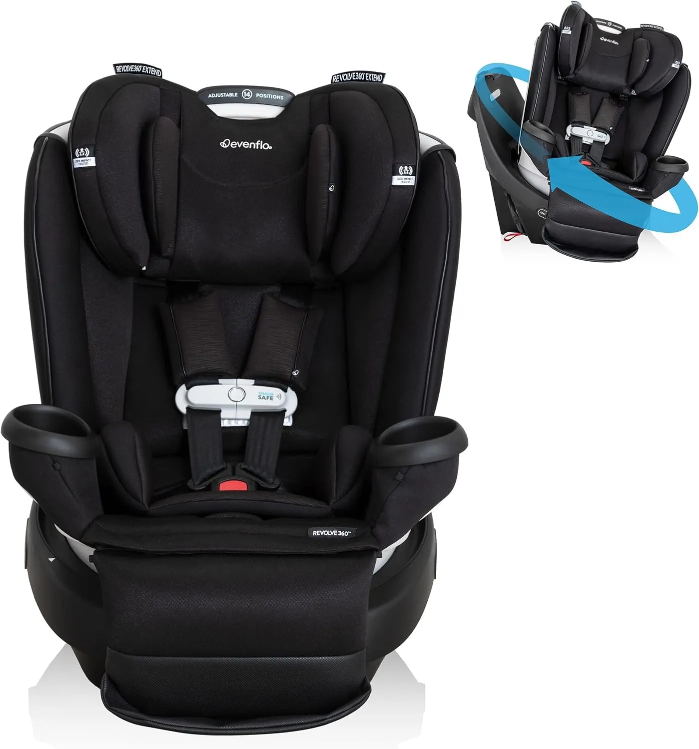 Revolve360 Extend Rotational All-in-One Convertible Car Seat - Onyx Black | 360° Swivel for Easy Entry & Exit | Rear-Facing, Forward-Facing & Booster Mode | Safe & Comfortable for Infants to Big Kids | Perfect for SUVs, Minivans & Family Travel