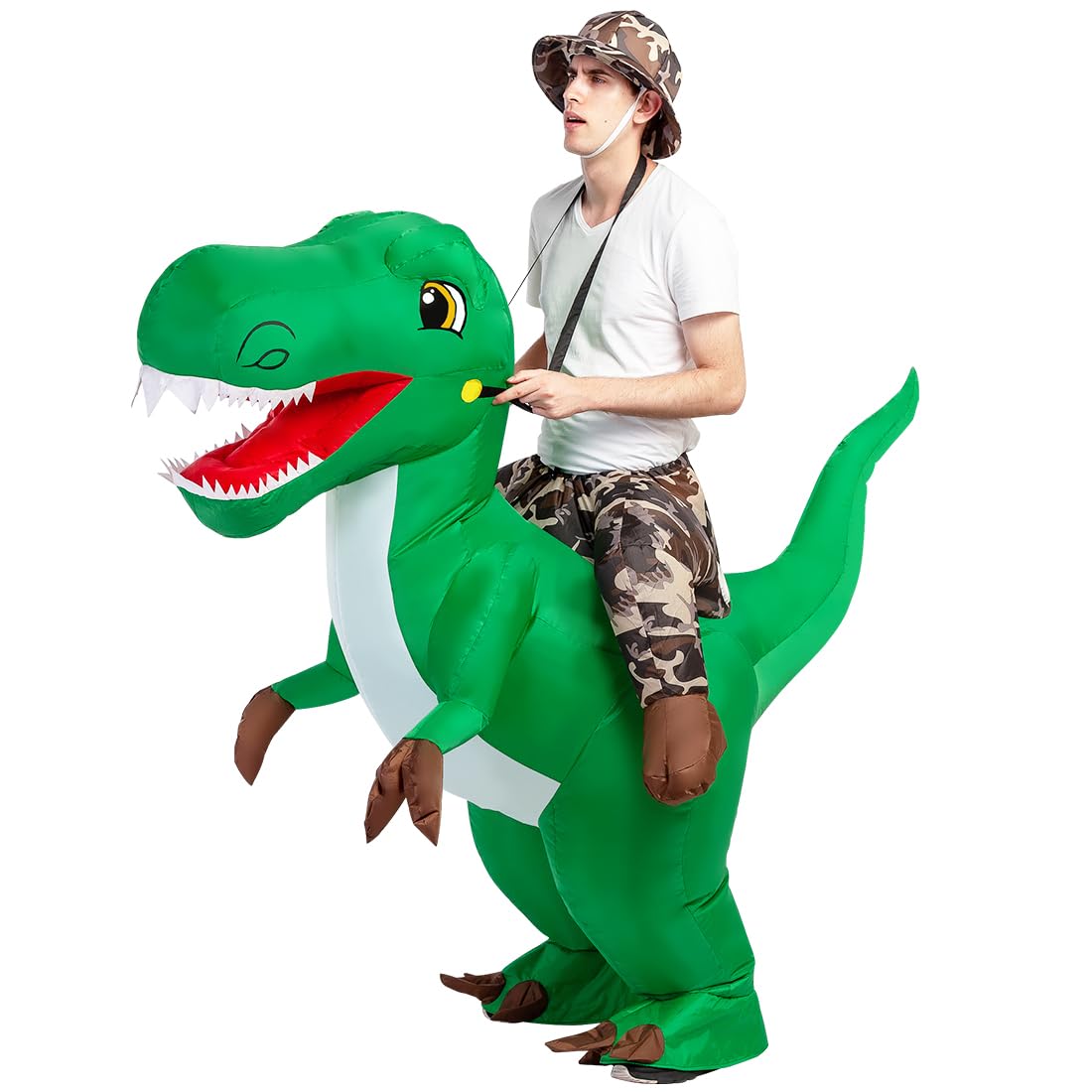 GOOSH Inflatable Dinosaur Costume for Adults - Funny Halloween Blow Up Dinosaur Suit for Women & Men - Perfect for Halloween Parties, Cosplay & Themed Events