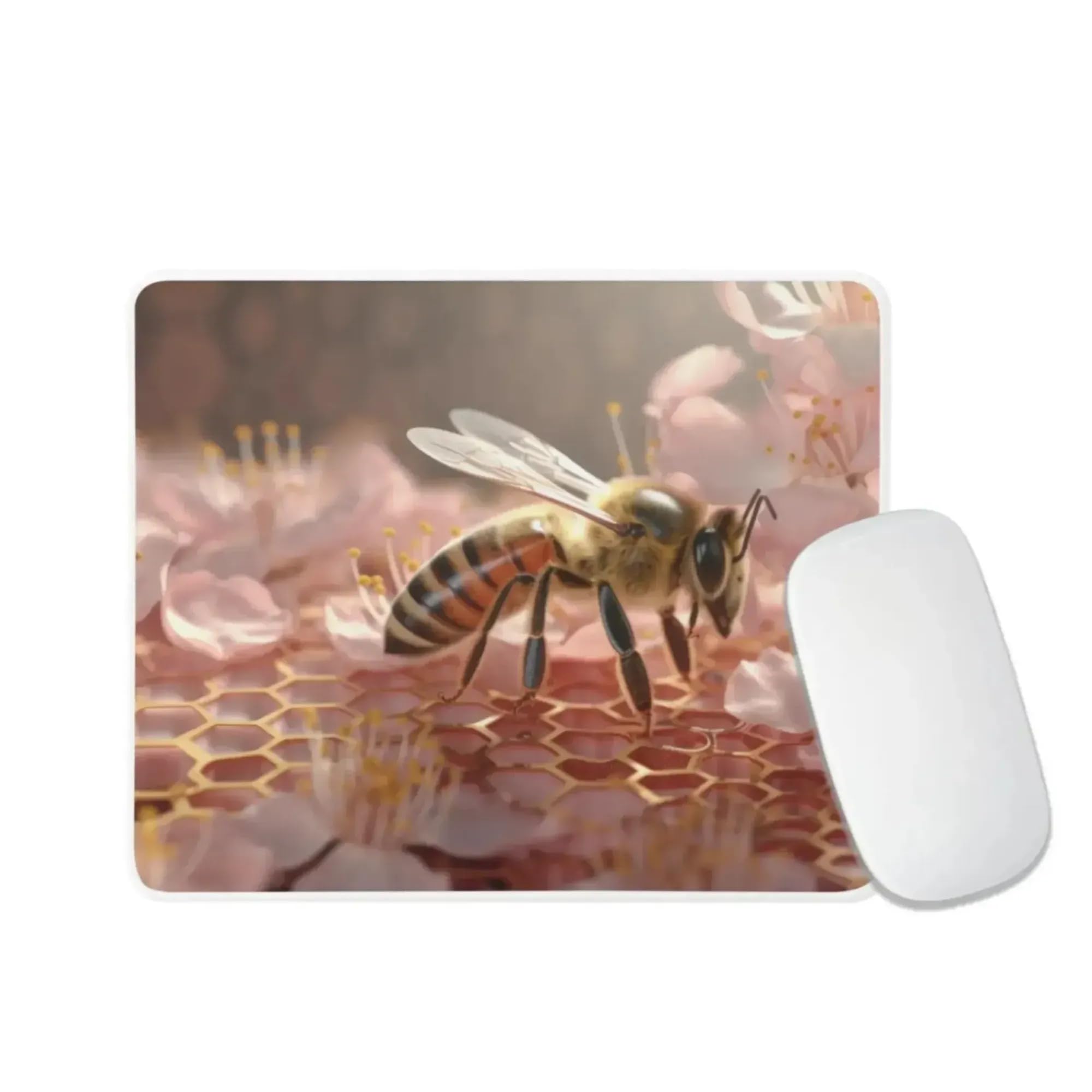 Enchanting Roses Heart Wreath Mouse Pad - Non-Slip Rubber Base for Home Office, Computer, Laptop - Floral Design with Honey Bee Accents - Perfect for Work Desks, Gaming Setups & Cozy Workspaces