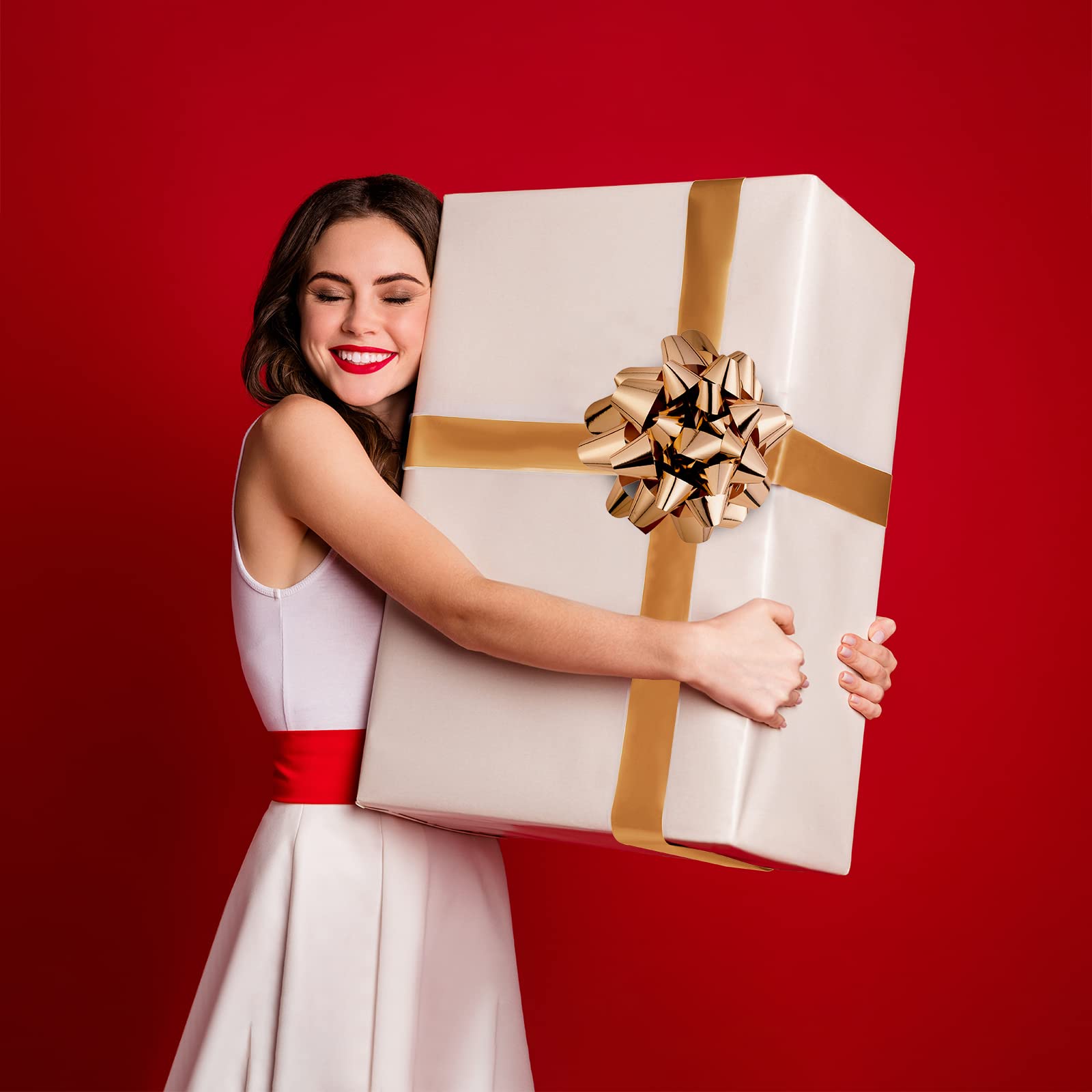 MAYPLUSS 8 Inch Matte Gold Gift Bow - Premium 1-Pack Decorative Bow for Birthday, Christmas, Holiday & Party Favors - Perfect for Gift Wrapping, Wedding Decorations & DIY Crafts