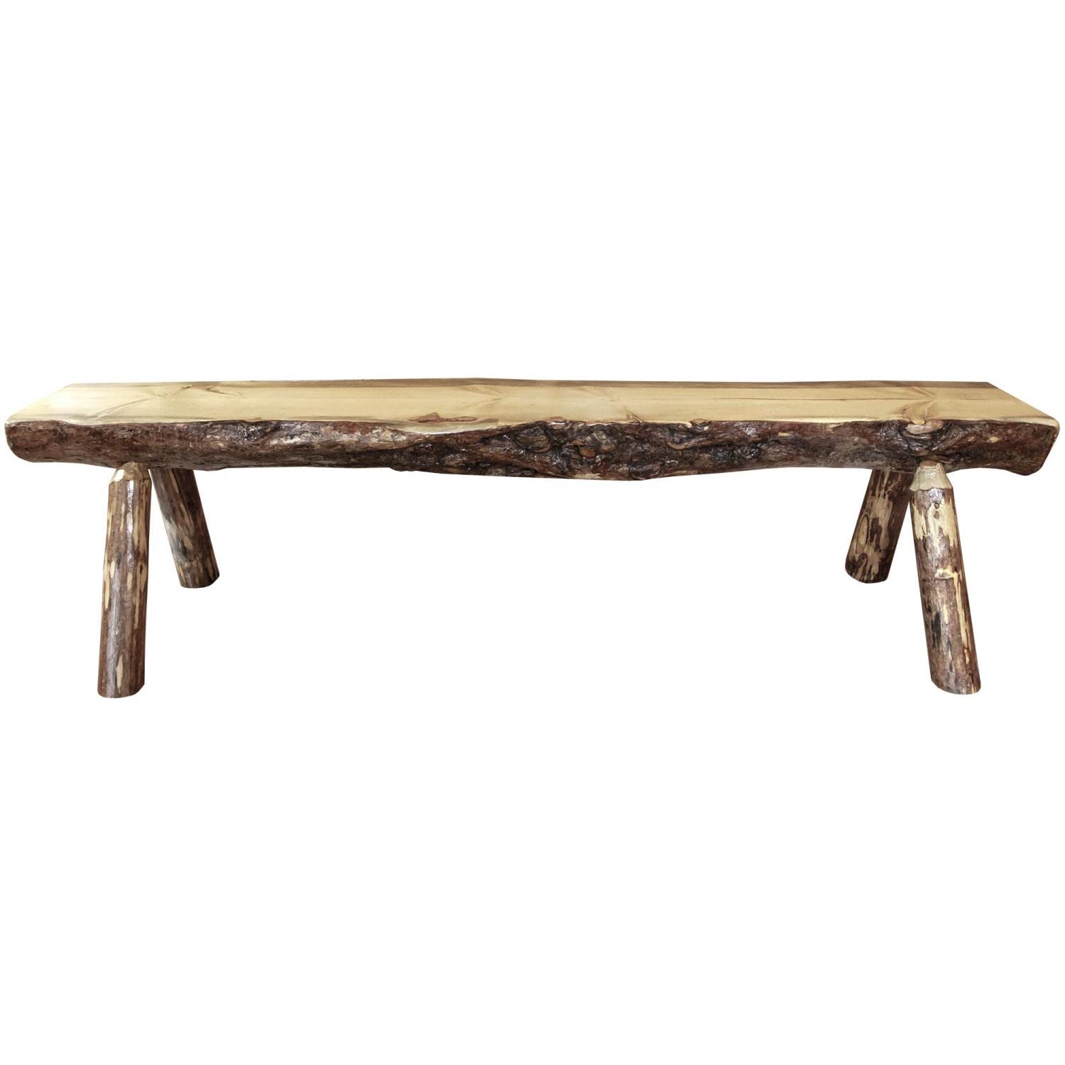 6 Foot Rustic Log Bench - Handcrafted Solid Wood Outdoor Furniture for Patio, Garden, and Cabin Decor