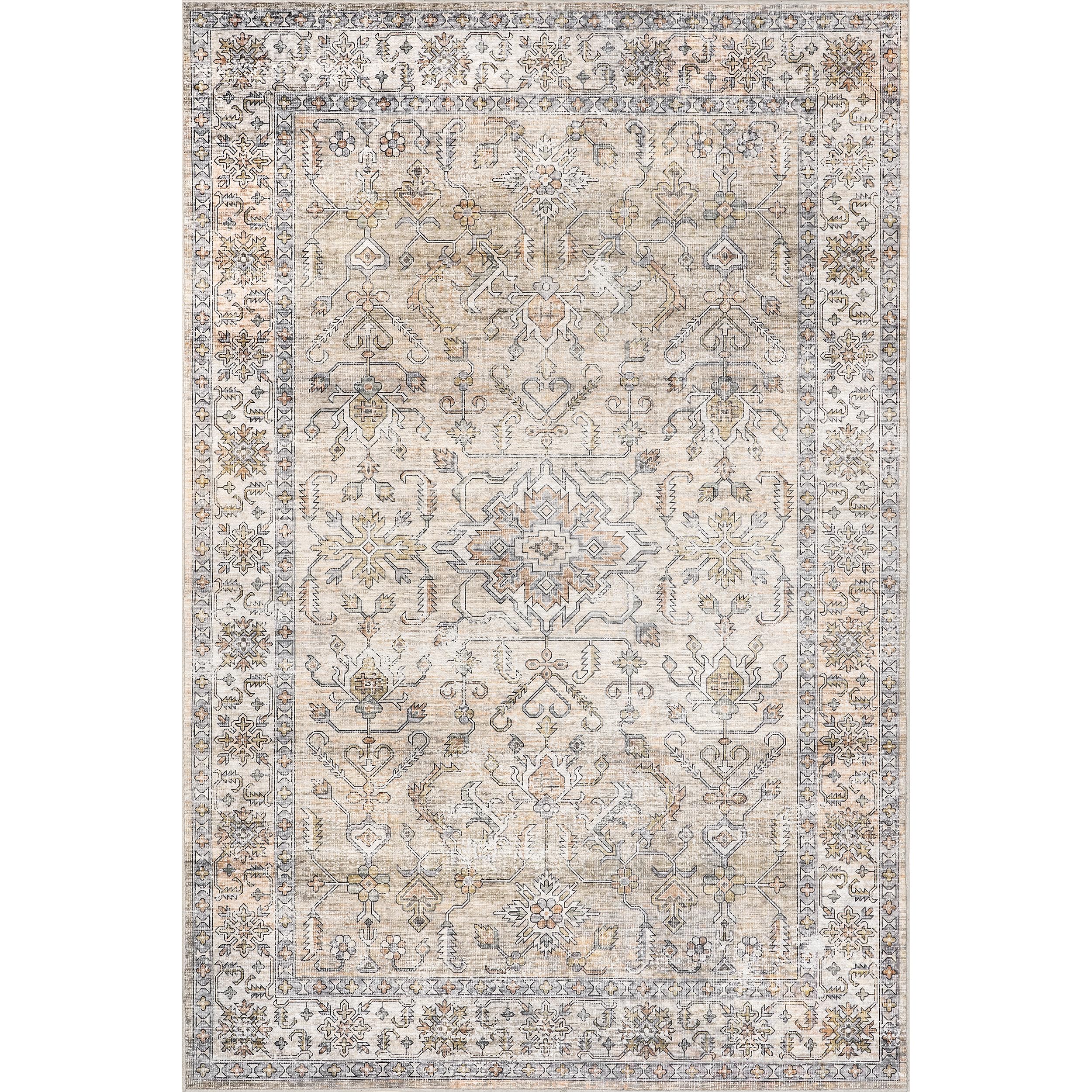 nuLOOM 8' x 10' Splashguard Machine Washable Waterproof Area Rug - Non-Slip Backing, Stain Resistant for Living Room, Bedroom, Kitchen & Dining Room - Britt Light Orange - Perfect for High Traffic Areas & Pet-Friendly Homes