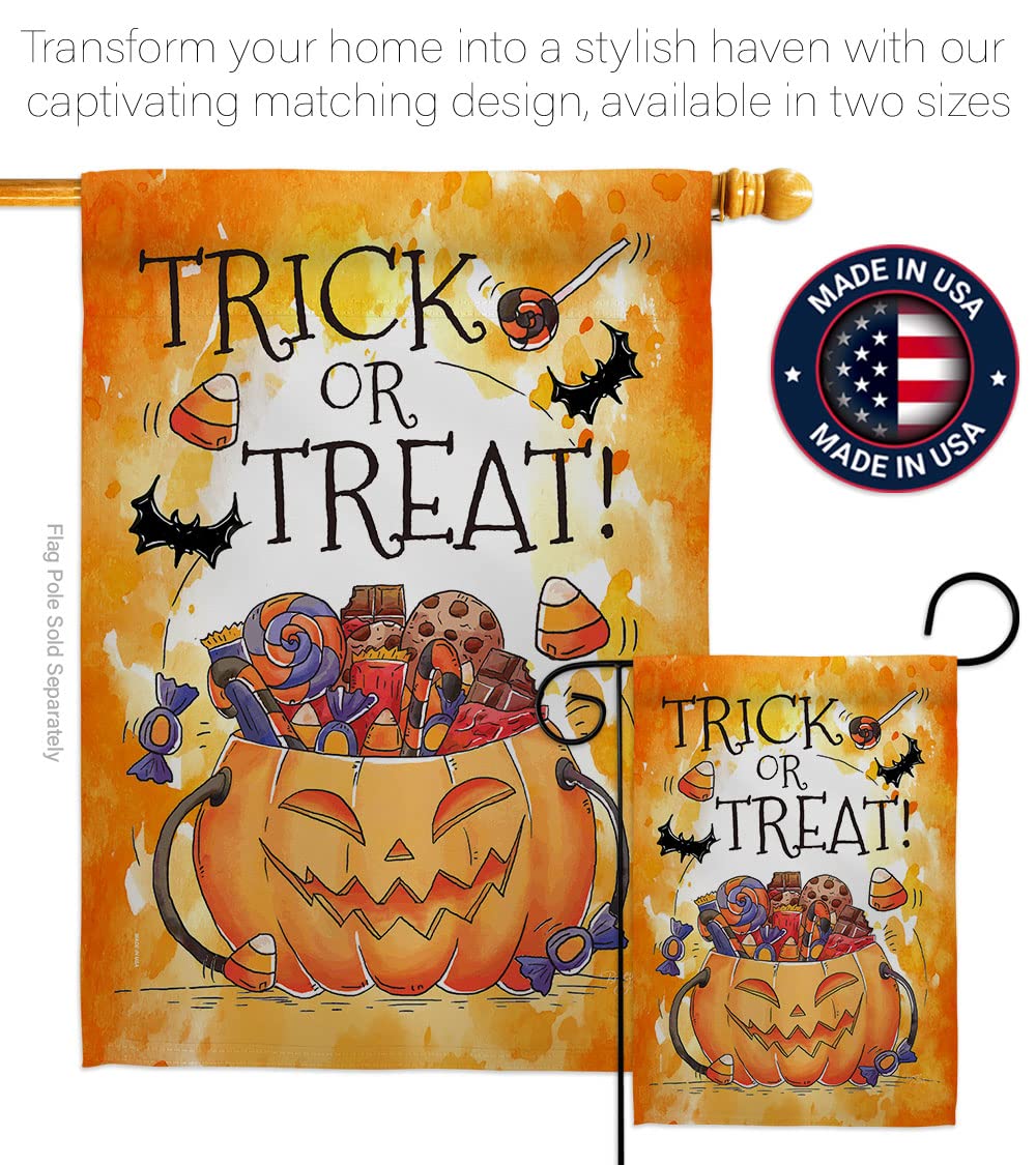Halloween Garden Flag - Trick or Treat Decor for Fall
