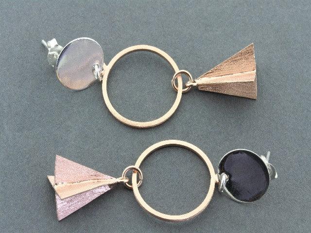 Rose Gold Over Silver Dart Flight Drop Earrings - Elegant Dangle Jewelry for Women, Perfect for Parties, Weddings & Everyday Wear