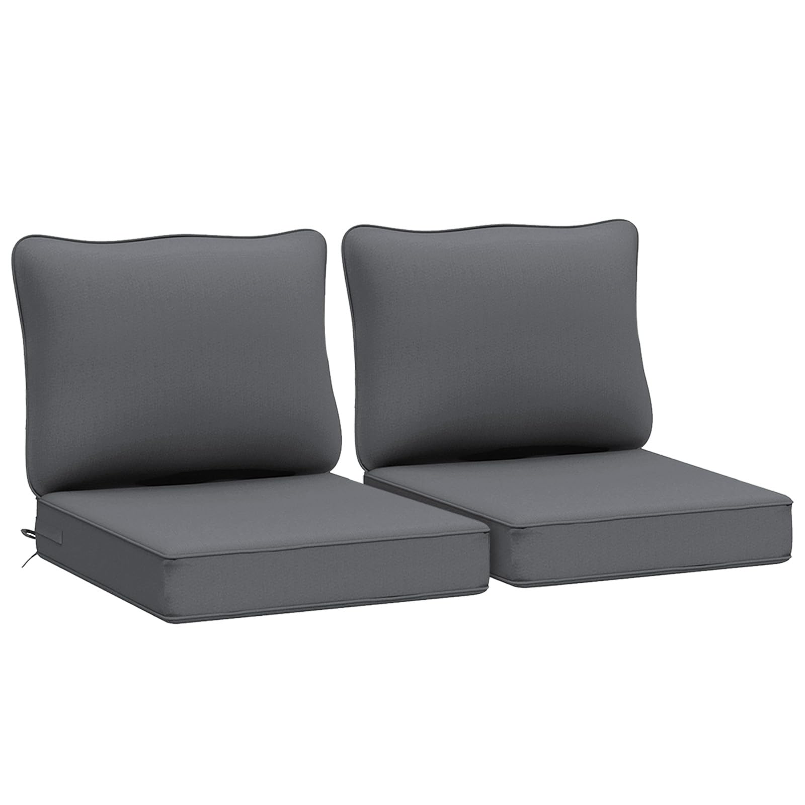 Outdoor Deep Seat Cushions for Patio Chairs - Waterproof & Fade Resistant Replacement Covers - Set of 2 (24