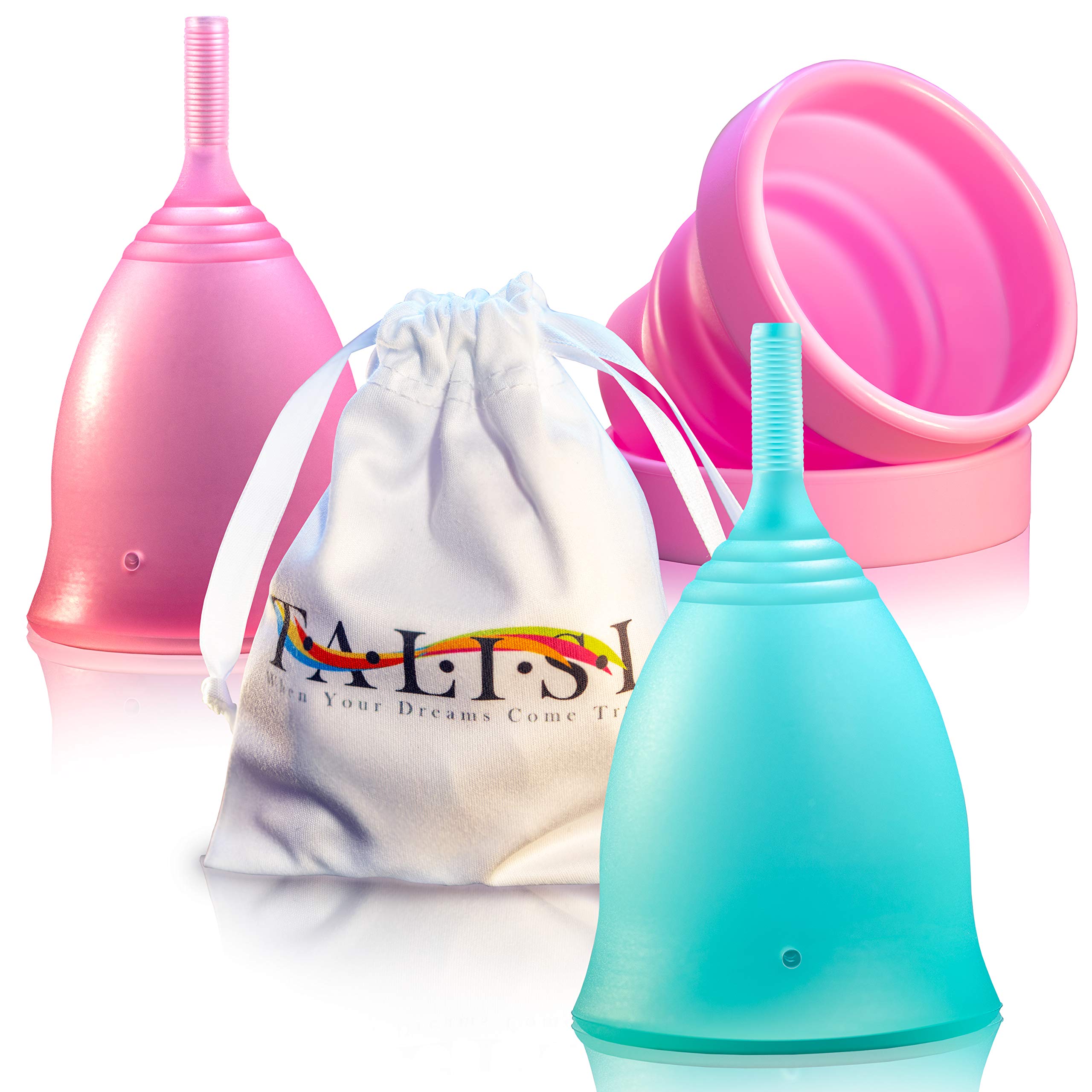 Talisi Reusable Menstrual Cups Set of 2 - Soft Flexible Period Cups for Women (Small & Large Size) | Includes Collapsible Sterilizer | Eco-Friendly Alternative to Tampons & Pads | Ideal for Regular & Heavy Flow | Perfect for Travel, Gym & Active Lifestyles