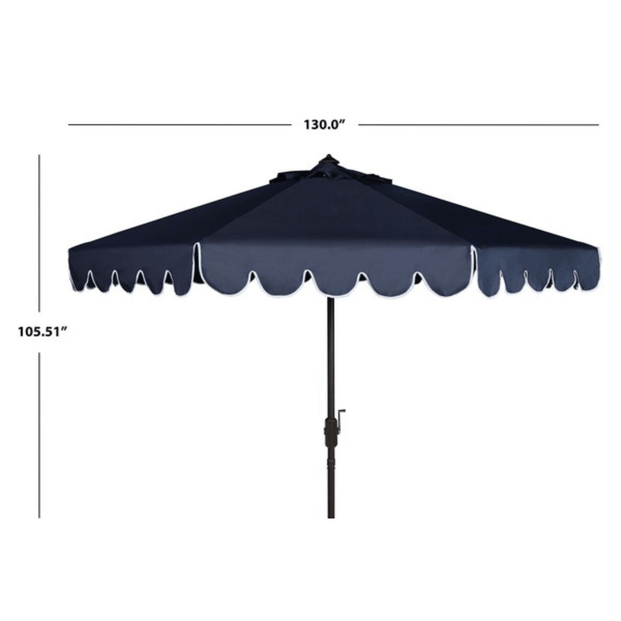 11 Foot Navy Blue Crank Patio Umbrella with Scalloped Edge - Perfect for Outdoor Dining, Poolside Lounging, and Backyard Relaxation