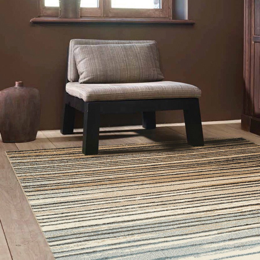 Castella Blue Cream Serene Arches Rug - Soft Modern Bohemian Area Rug for Living Room, Bedroom, Nursery - Non-Slip Comfortable Floor Mat for Home Decor