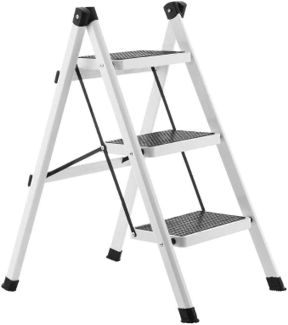 Heavy Duty Foldable Steel Step Stool for Home - Indoor Climbing Stool with Non-Slip Pedals, Compact Space Saving Design - Perfect for Kitchen, Bathroom, Garage & Storage Use