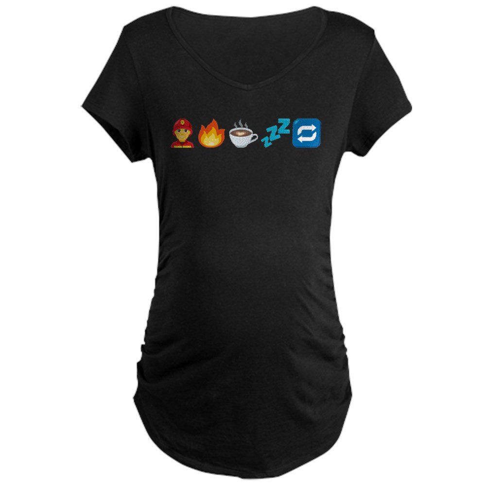 Emoji Fire Coffee Sleep Maternity T-Shirt - Funny Pregnancy Tee for Moms - Perfect for Casual Wear, Maternity Photos & Relaxing at Home