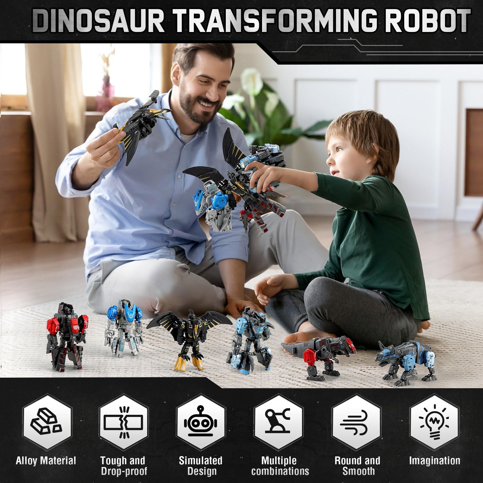 4-in-1 STEM Transforming Robot Dinosaur Toys - Educational Building Toys for Kids Ages 5-10, 11 Shape-Changing Dinosaur to Robot Toy Set - Perfect Birthday Gift for Boys & Girls | STEM Learning, Creative Play & Dinosaur Lovers