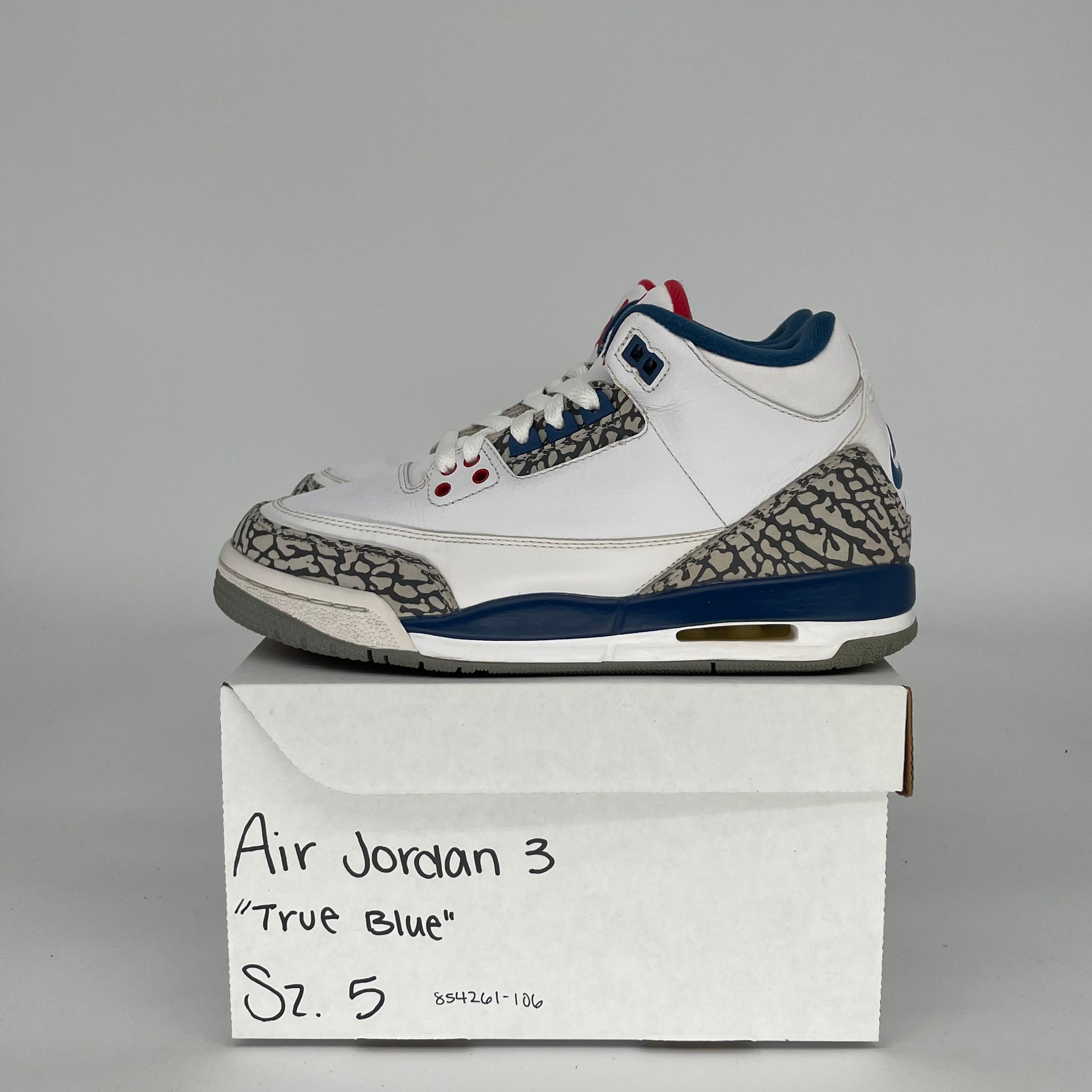 Air Jordan 3 True Blue Kids' Basketball Shoes Size 5Y (854261-106) - Perfect for School, Sports & Casual Wear