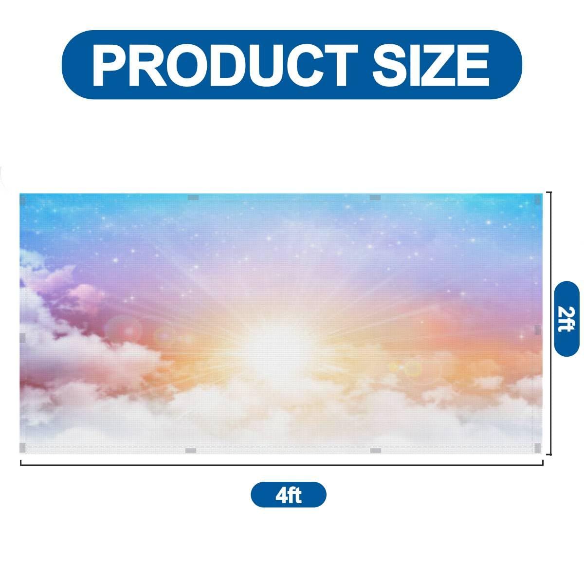 6 Pack Fluorescent Light Covers - 4' x 2' Decorative Magnetic Ceiling Light Panels with Sunshine Sky Design for Classroom, Office & Home - Reduce Glare & Create Relaxing Atmosphere