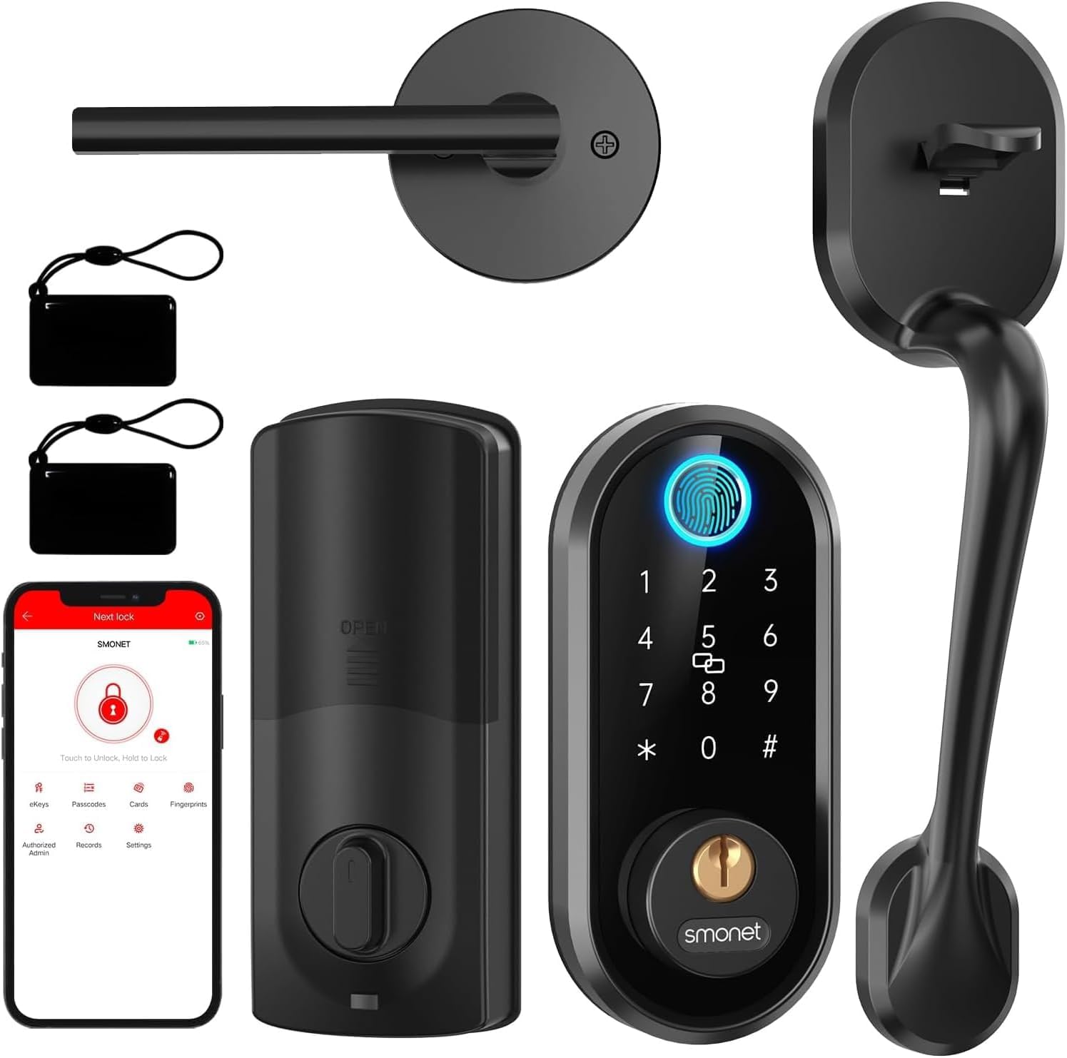 SMONET Smart Keyless Entry Door Lock - Alexa & Bluetooth Enabled Digital Keypad Deadbolt for Front Door, Black | Secure & Convenient Home Access for Families & Renters