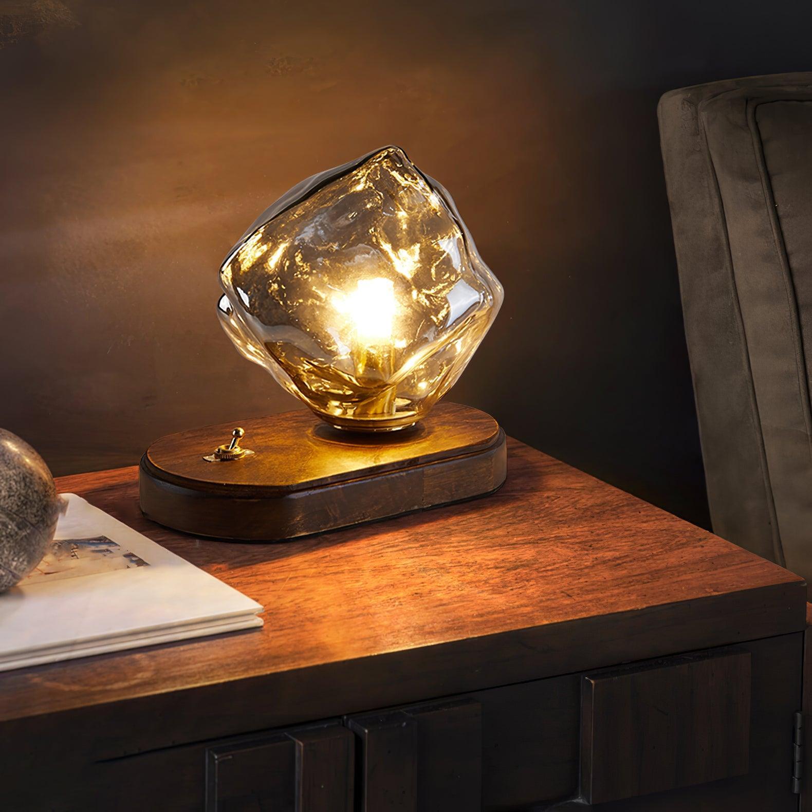 Modern Ice Stone Glass Table Lamp - Elegant Home & Office Lighting for Living Room, Bedroom, or Study Desk | Energy Efficient LED Light Fixture
