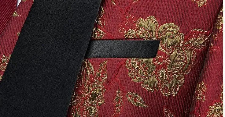 Ricardo Floral Tuxedo Suit for Men - 3 Piece Formal Wedding Suit with Matching Vest & Pants - Perfect for Weddings, Prom, Black Tie Events & Special Occasions