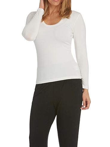 Tani Scoop Neck Long Sleeve Women's T-Shirt - Soft Stretchy Casual Blouse for Everyday Wear, Work & Date Nights