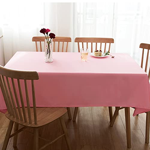 Hooshing Pink Rectangle Tablecloth 60 x 84 Inch - Wrinkle Resistant, Washable Polyester Table Cover - Waterproof & Spill-Proof for Parties, Banquets, Holiday Dinners - Perfect for Indoor and Outdoor Dining, Picnics, and Special Events
