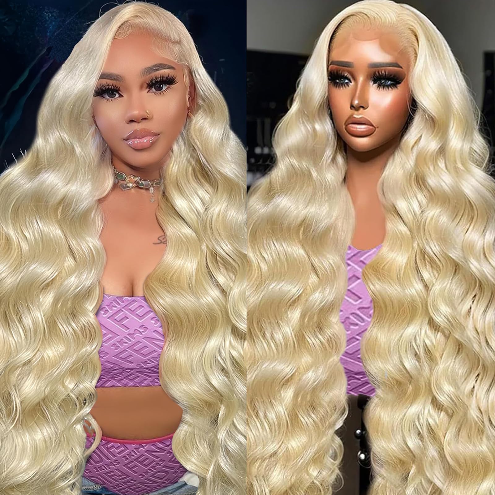 613 Blonde 13x6 HD Lace Front Wig Human Hair - 200% Density 32 Inch Body Wave Lace Frontal Wig with Pre-Plucked Hairline & Baby Hair for Women | Natural Look for Daily Wear, Parties & Special Occasions