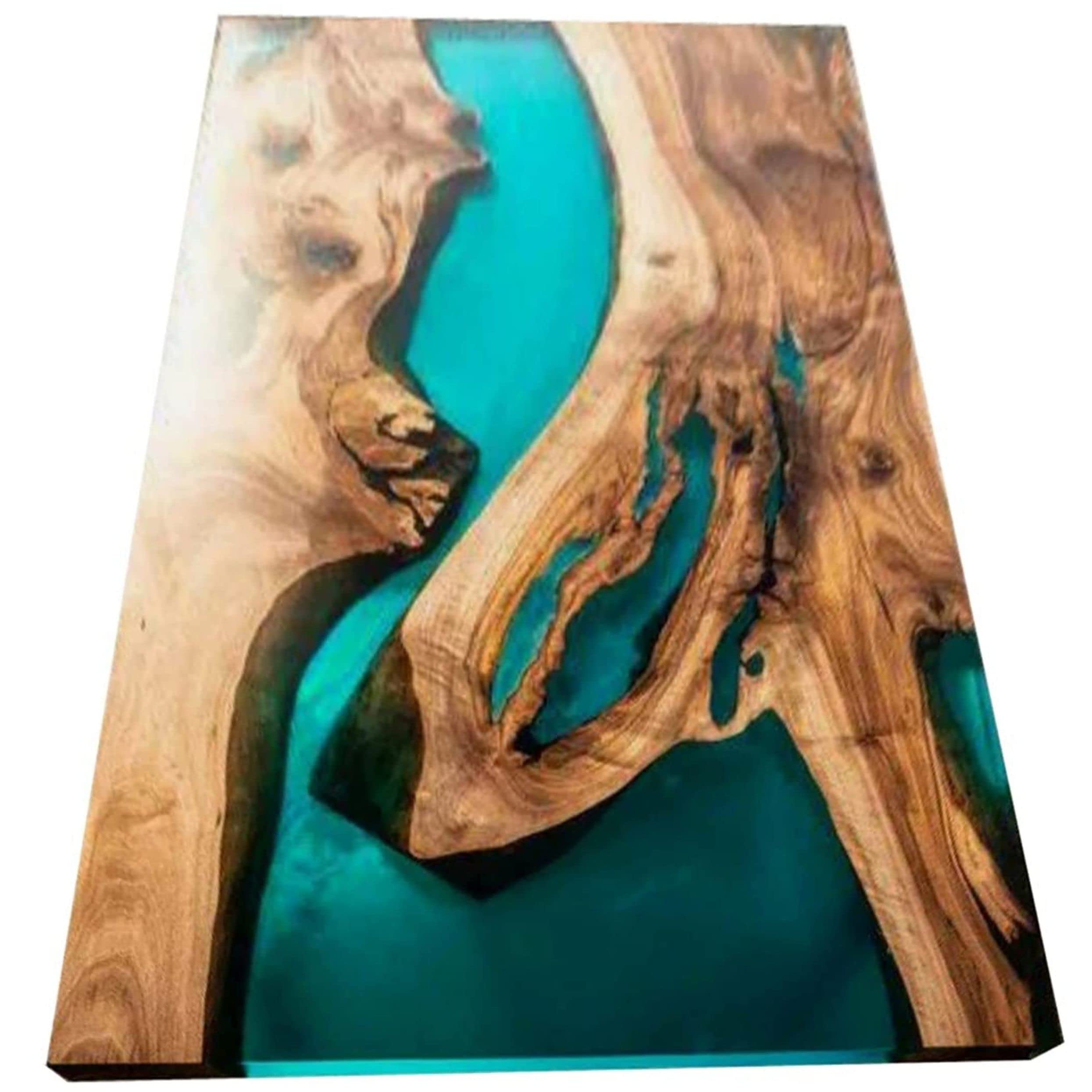 Epoxy Resin River Dining Table with Natural Wood - Handcrafted Plain Edge Wood Epoxy Table for Modern Home Decor & Kitchen Dining Room Furniture