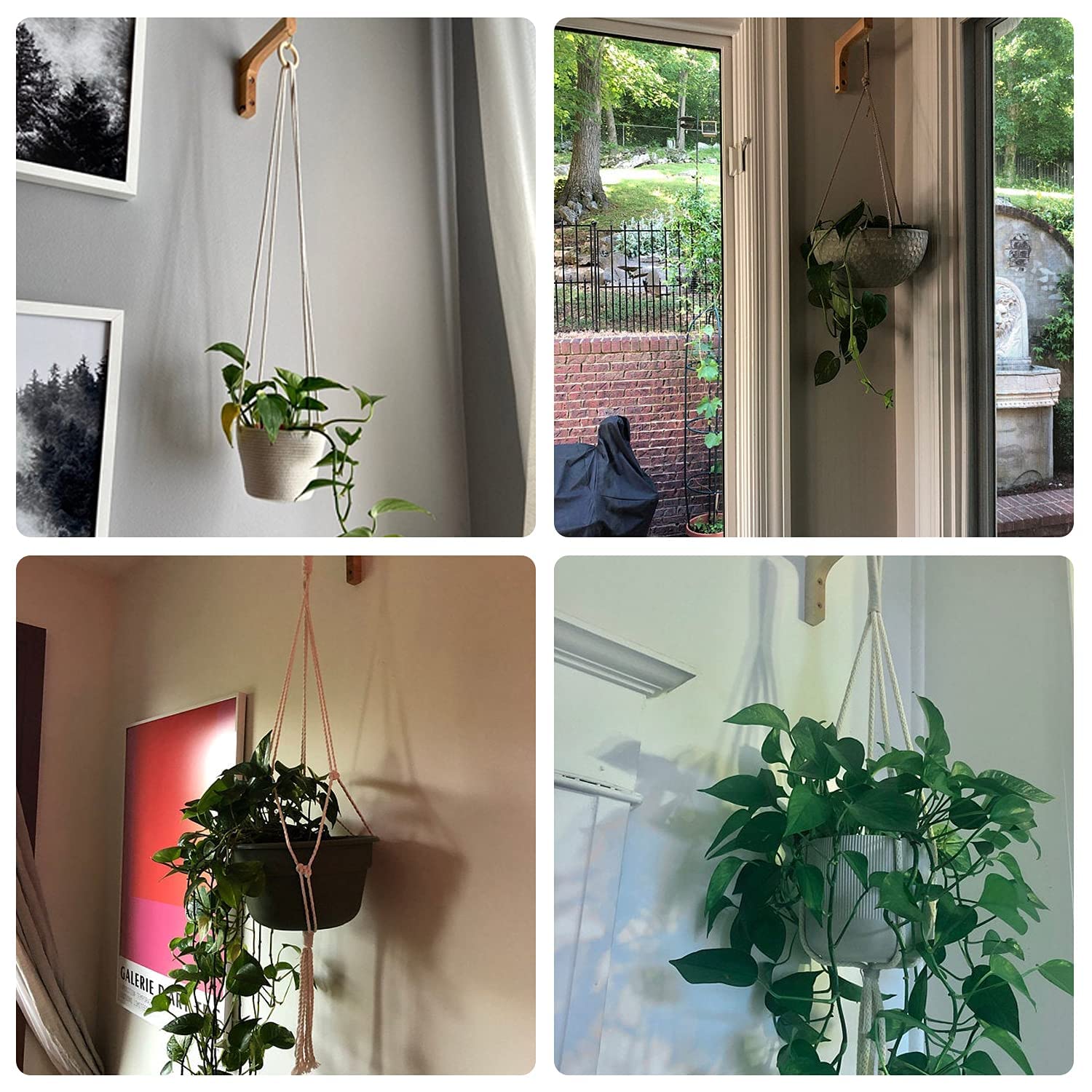 Jantens 2 Pack Wooden Hanging Plant Hooks - Indoor Plant Hangers for Flower Baskets, Pots, Wind Chimes & Lanterns - Perfect for Home Decor, Balcony & Garden Planters