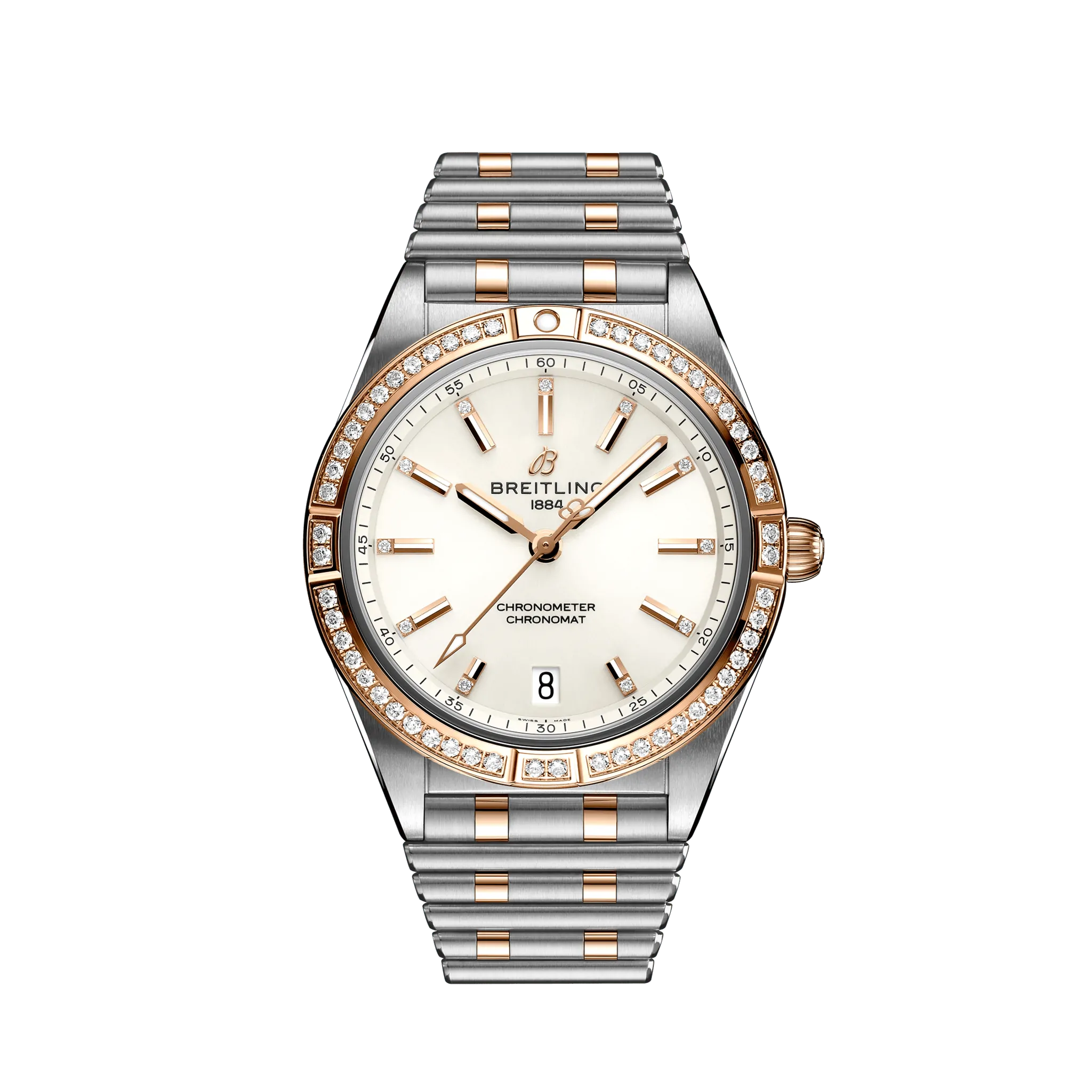 Breitling Chronomat Automatic 36 18k Red Gold Stainless Steel Diamond Men's Luxury Watch - Perfect for Business, Formal Events & Special Occasions