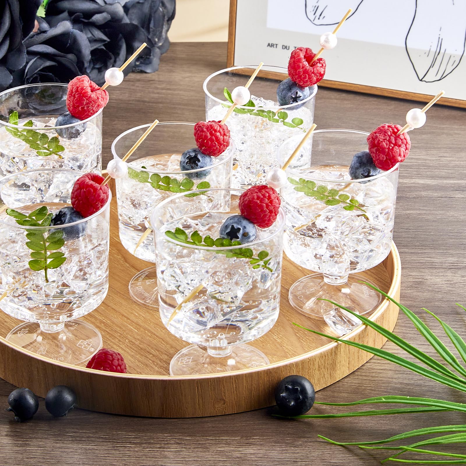 TOFLEN 80-Pack 5 Oz Mini Plastic Dessert Cups with Spoons | Round Party Appetizer Goblets for Mousse, Pudding, Dessert Shooters | Perfect for Weddings, Baby Showers & Cocktail Parties