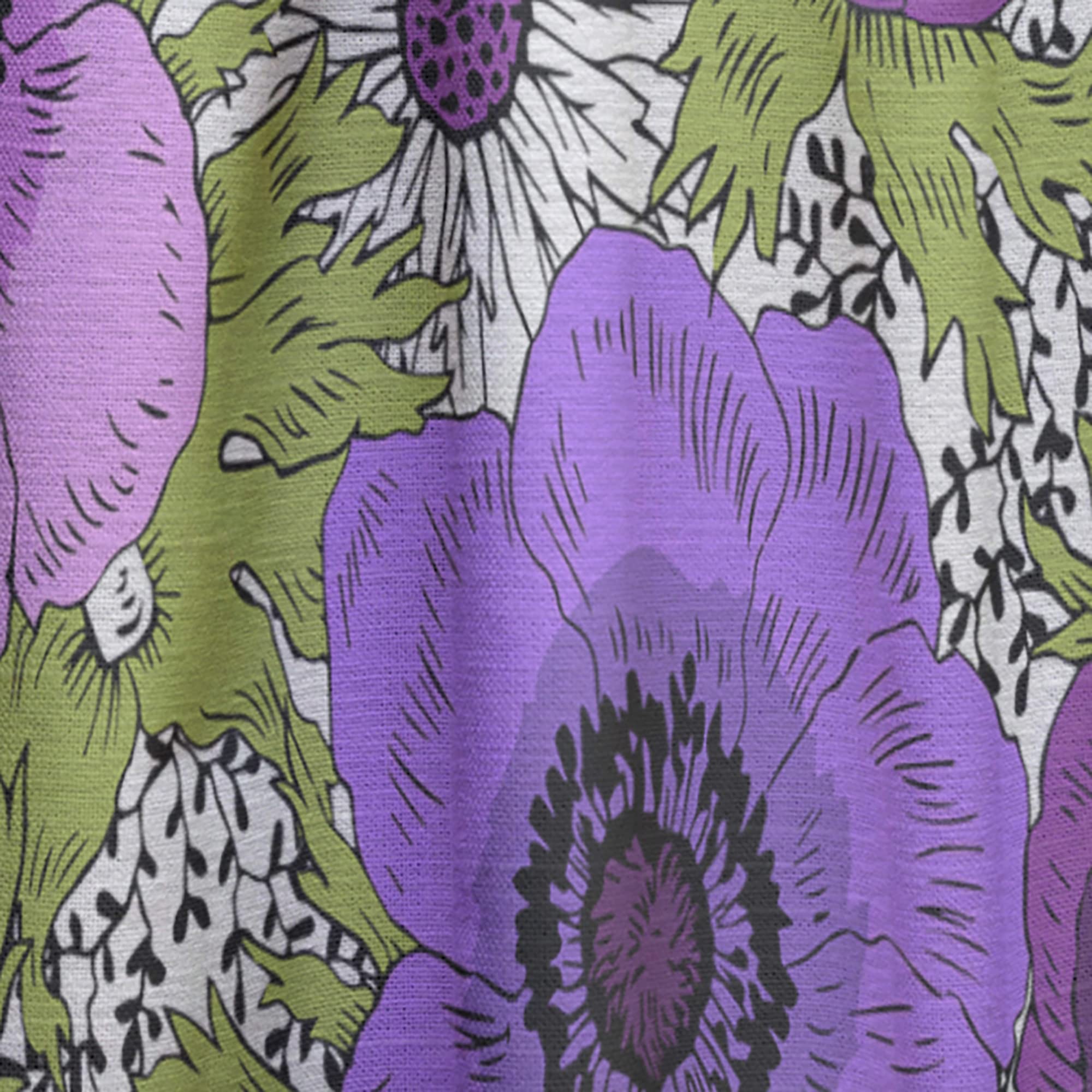 DesignQ Purple Retro Fantasy Flowers Thermal Insulated Curtains - Single Panel 52x120 - Elegant Window Treatments for Bedroom & Living Room - Perfect for Home Decor, Privacy & Energy Savings