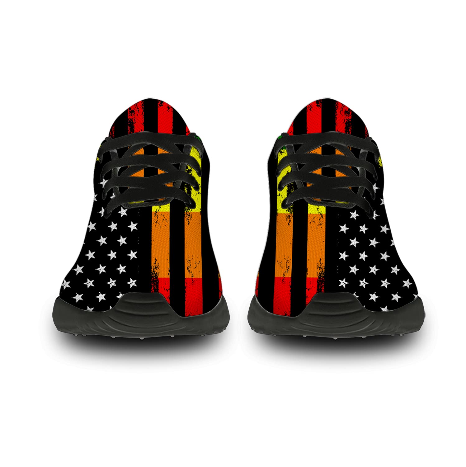 **Rainbow Pride Running Shoes for Men & Women - LGBTQ+ Sneakers with American Flag Design - Comfortable Walking & Tennis Shoes - Size 12 Men/15 Women - Black - Perfect for Pride Parades, Workouts & Casual Wear**