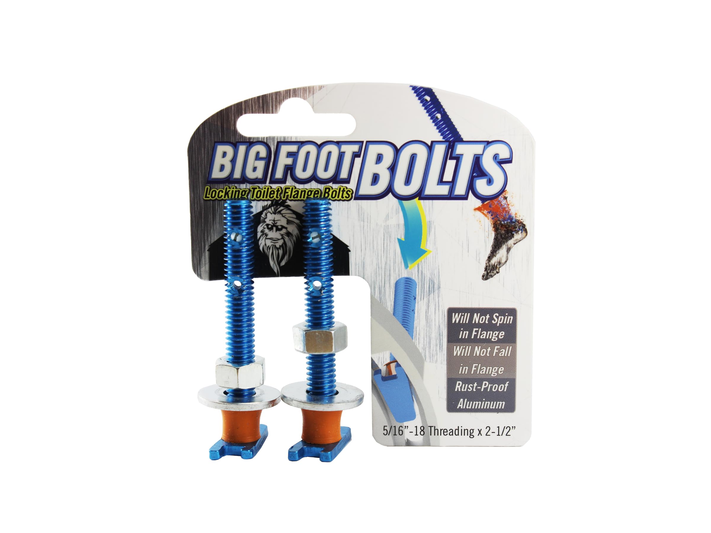 Big Foot Toilet Bolts - No Spin Toilet Flange Bolts - 5/16