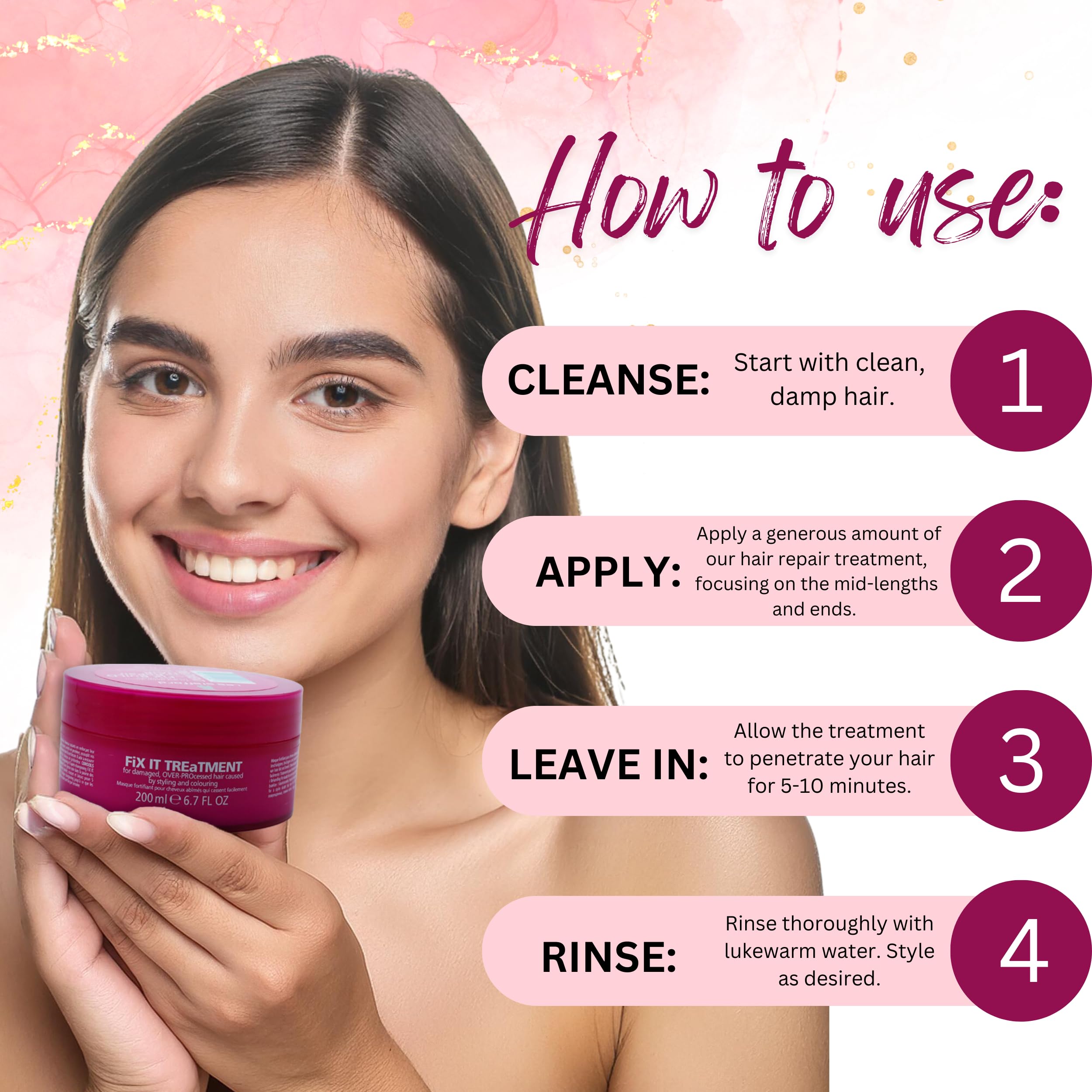 Lee Stafford Breaking Hair Treatment 200ml - Repair Damaged Hair, Strengthen & Nourish - Perfect for Dry, Brittle & Split Ends - At-Home Hair Care Solution