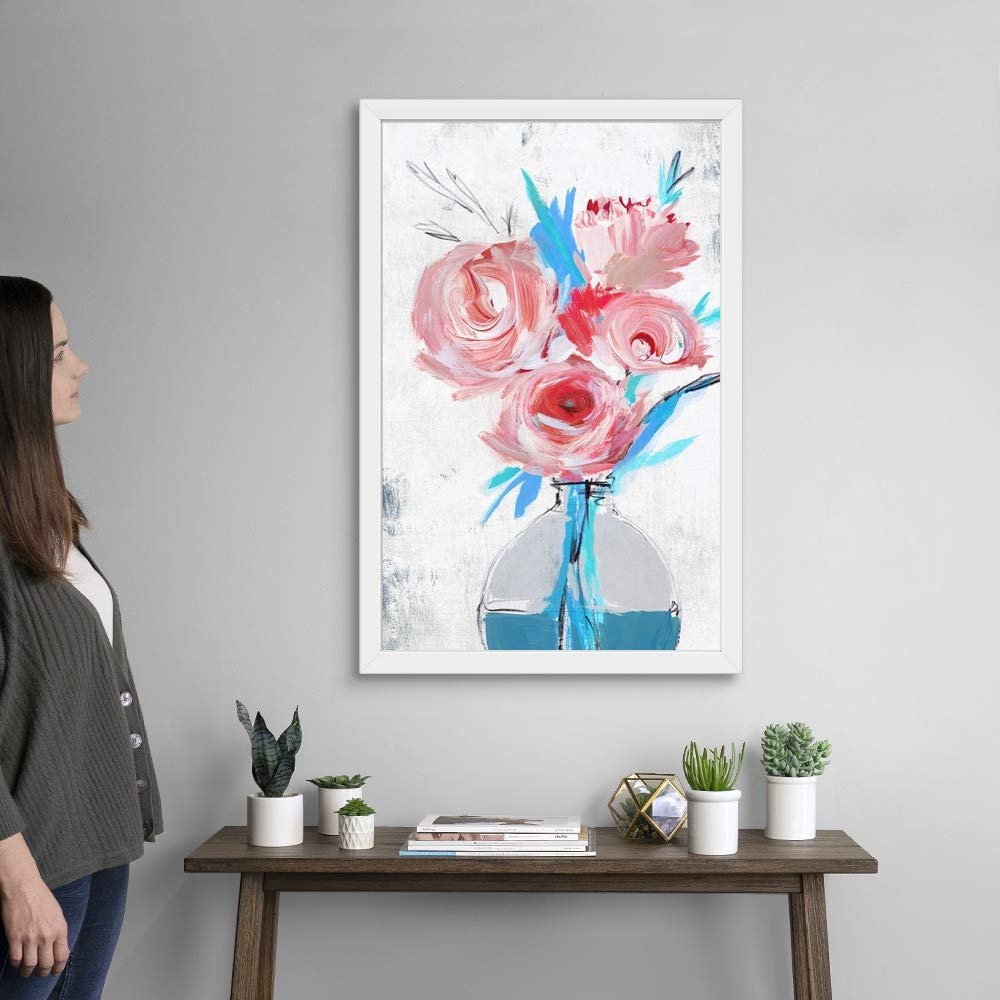 Blue Vase II White Framed Art Print - Premium Wall Art Decor for Living Room, Bedroom & Office - Modern Home Decor Painting